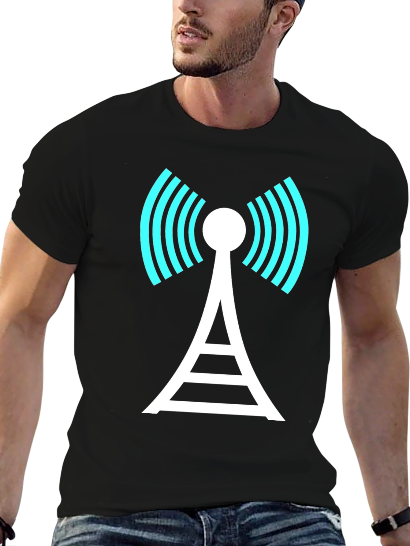 Wireless Tower Graphic Tee - Black