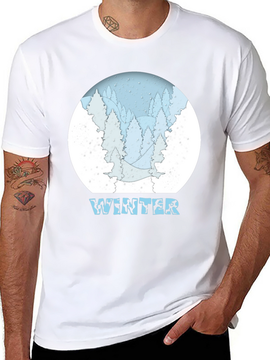 Winter Scene Graphic T-Shirt - Snow Forest Tee