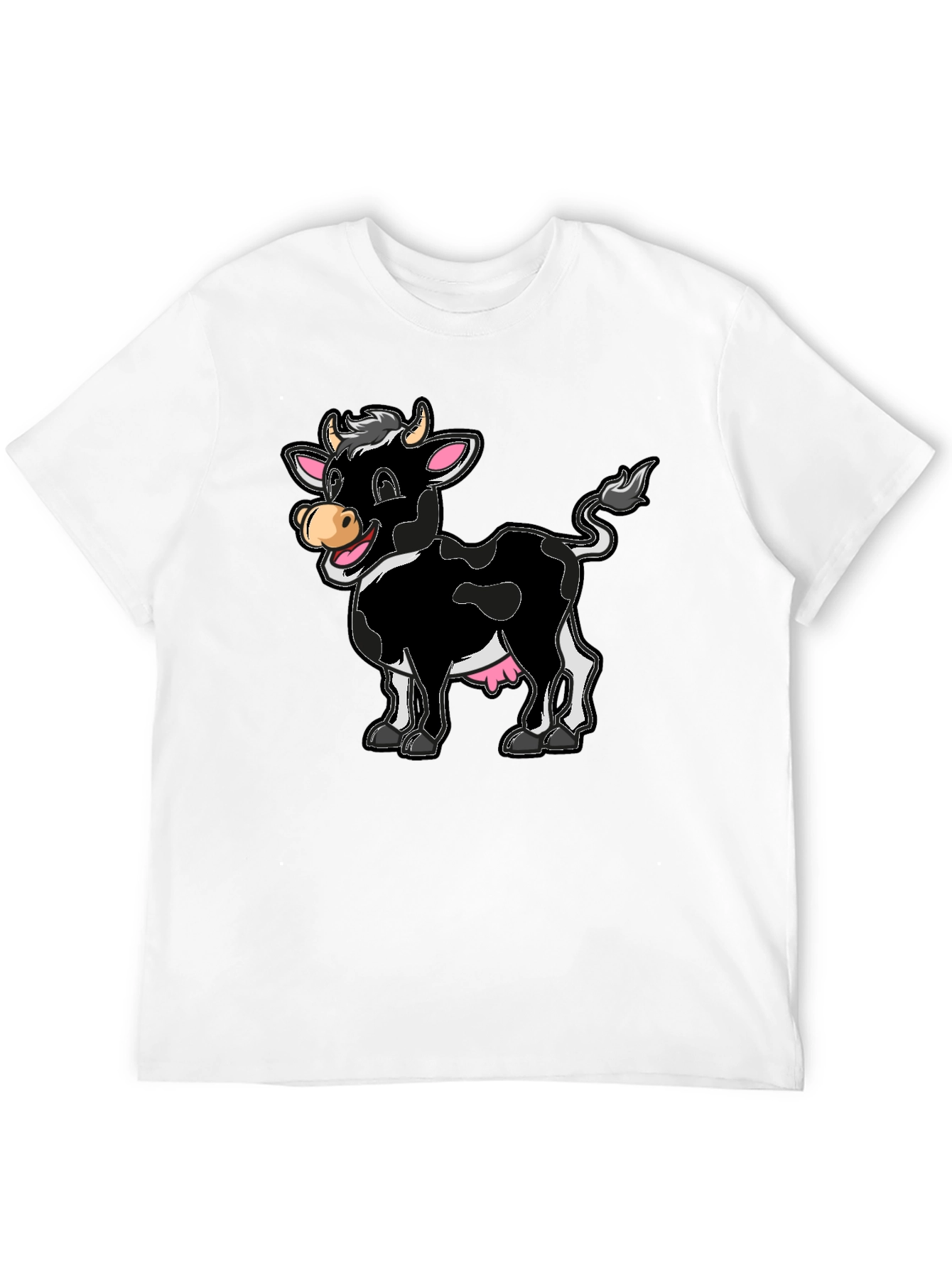 Funny Cartoon Cow Graphic Print T-Shirt
