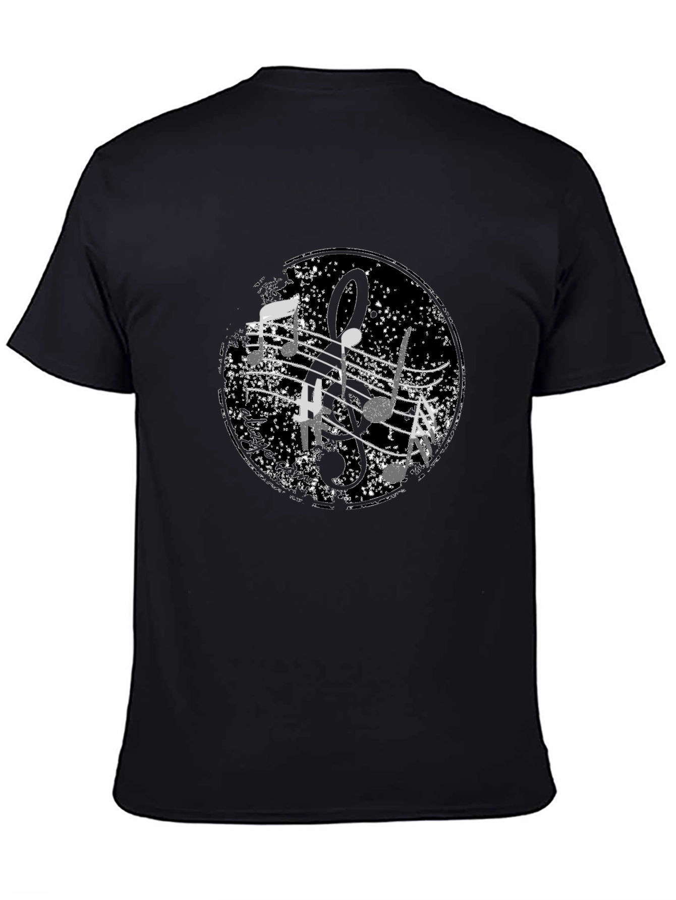 Musical Note Graphic Black T-Shirt