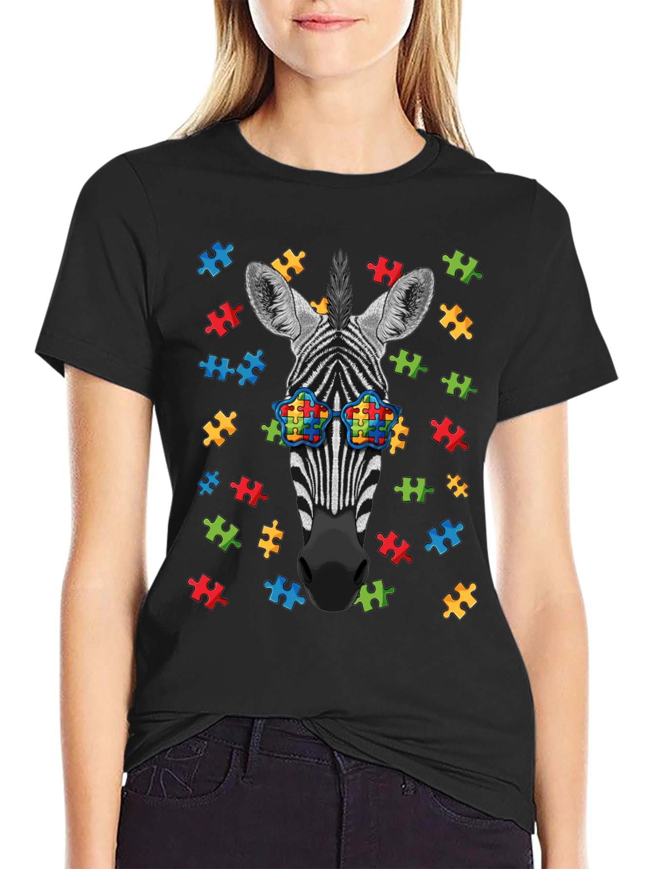 Zebra Autism Awareness Puzzle T-Shirt
