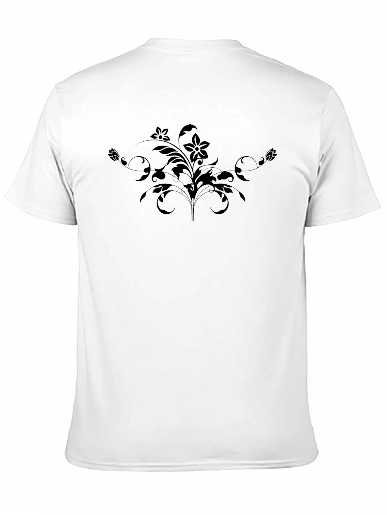 Floral Graphic Print Crew Neck Tee - Black