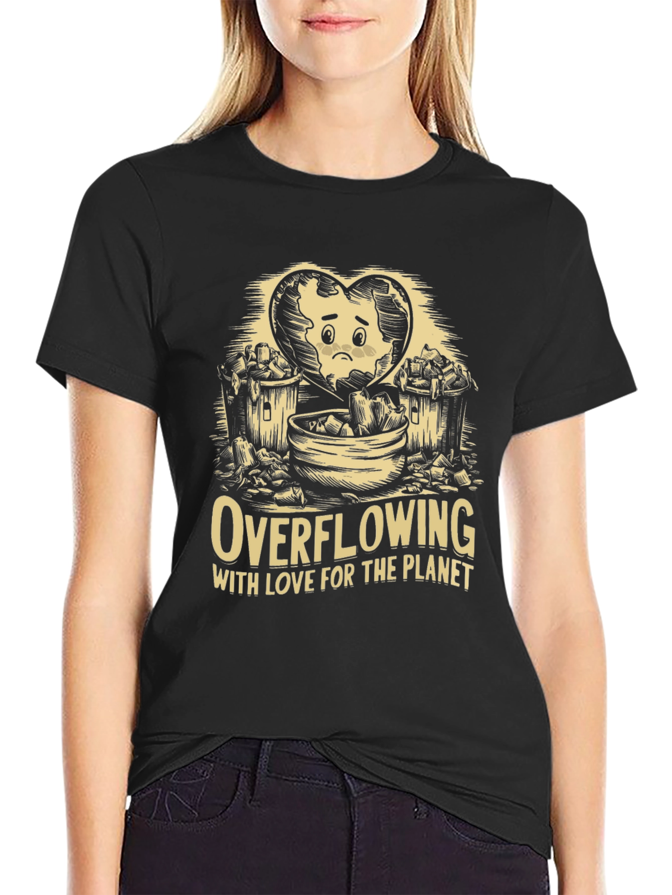 Eco-Awareness Graphic T-Shirt - Overflowing With Love!