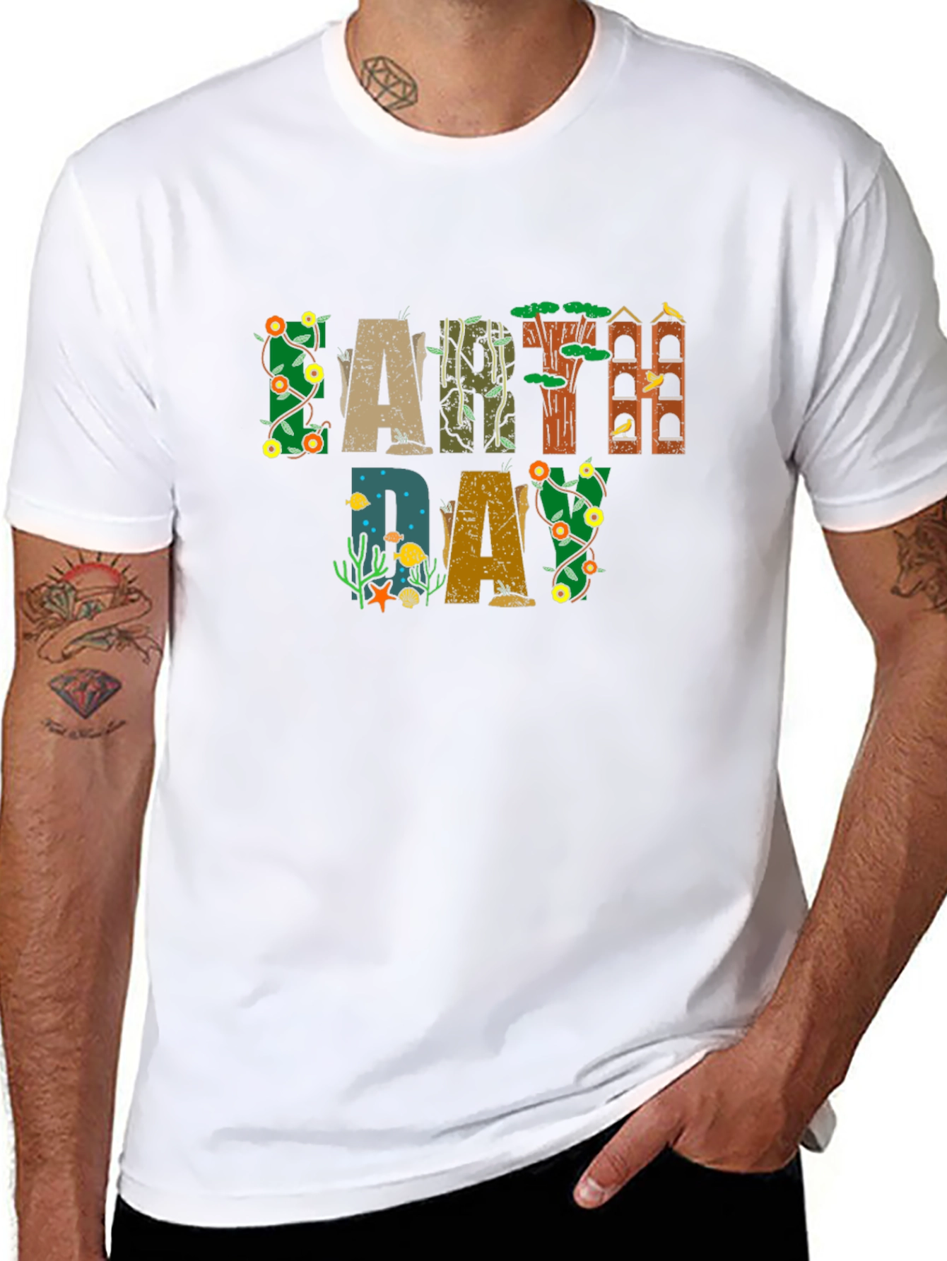 Earth Day Graphic Tee - Black Cotton Shirt