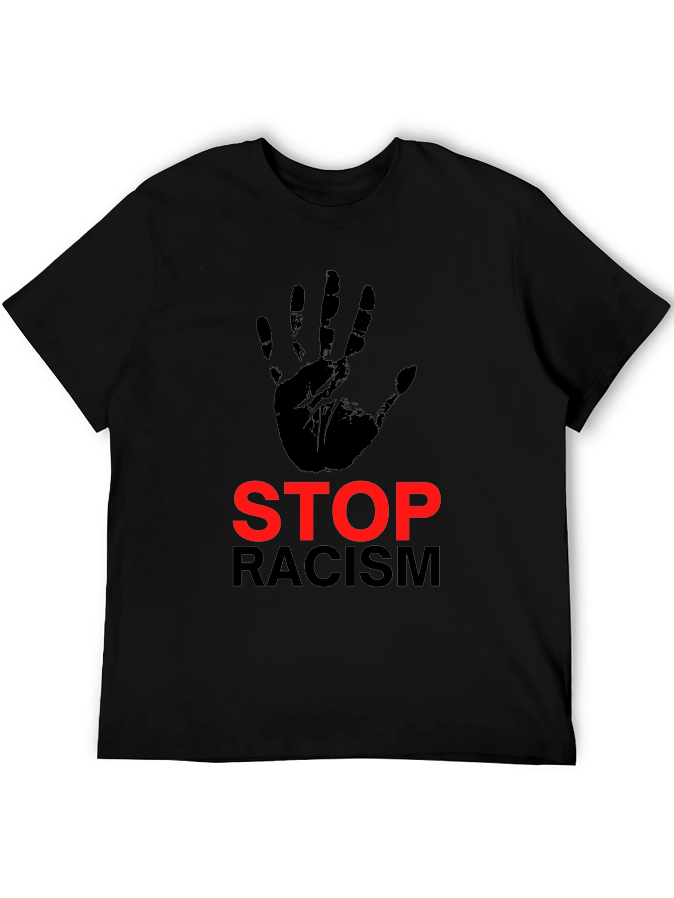 Stop Racism Graphic Print Crew Neck T-Shirt