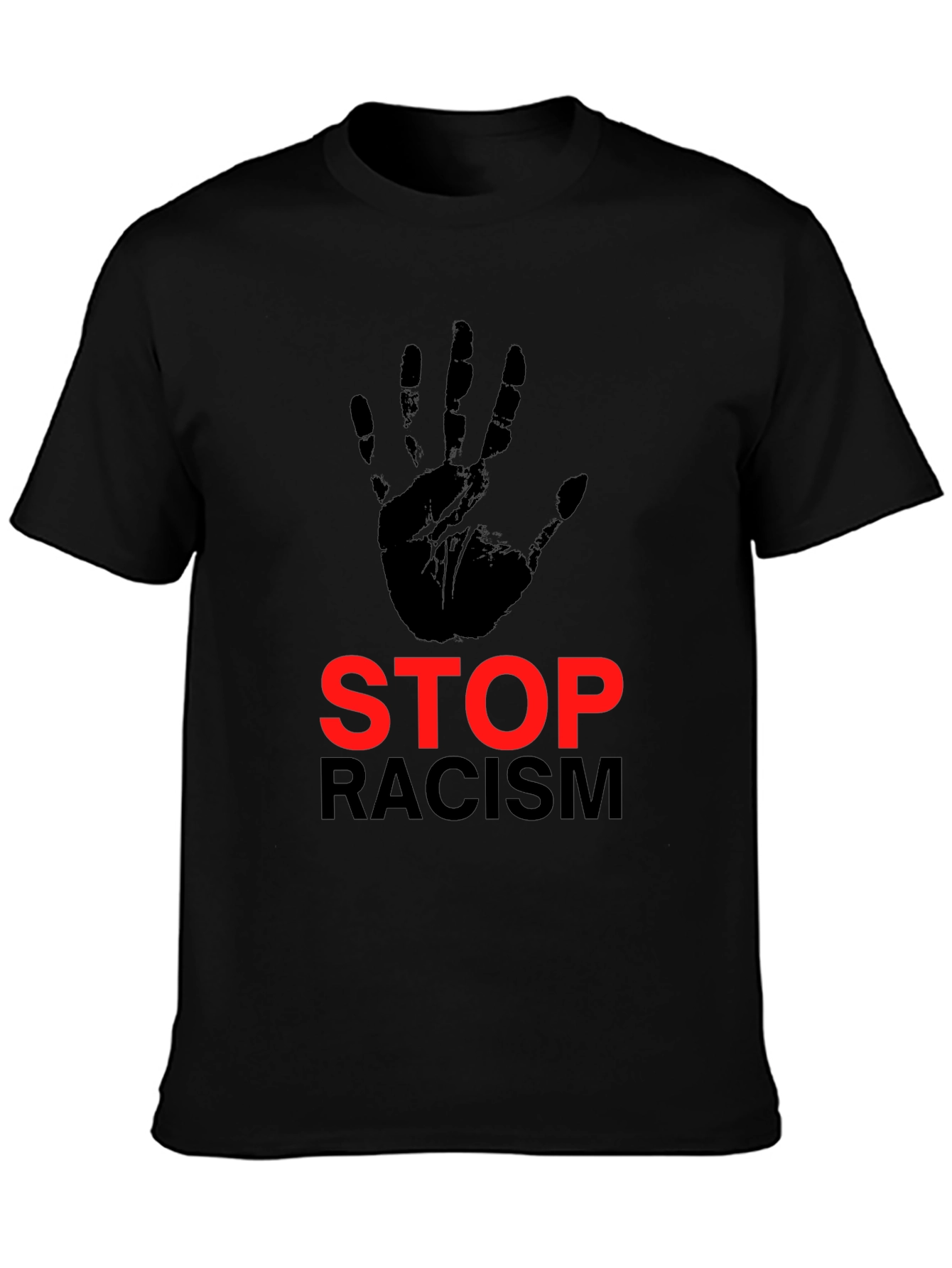 Stop Racism Graphic Print Crew Neck T-Shirt