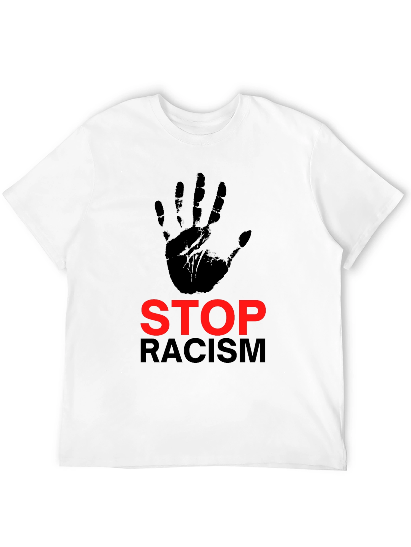 Stop Racism Graphic Print Crew Neck T-Shirt