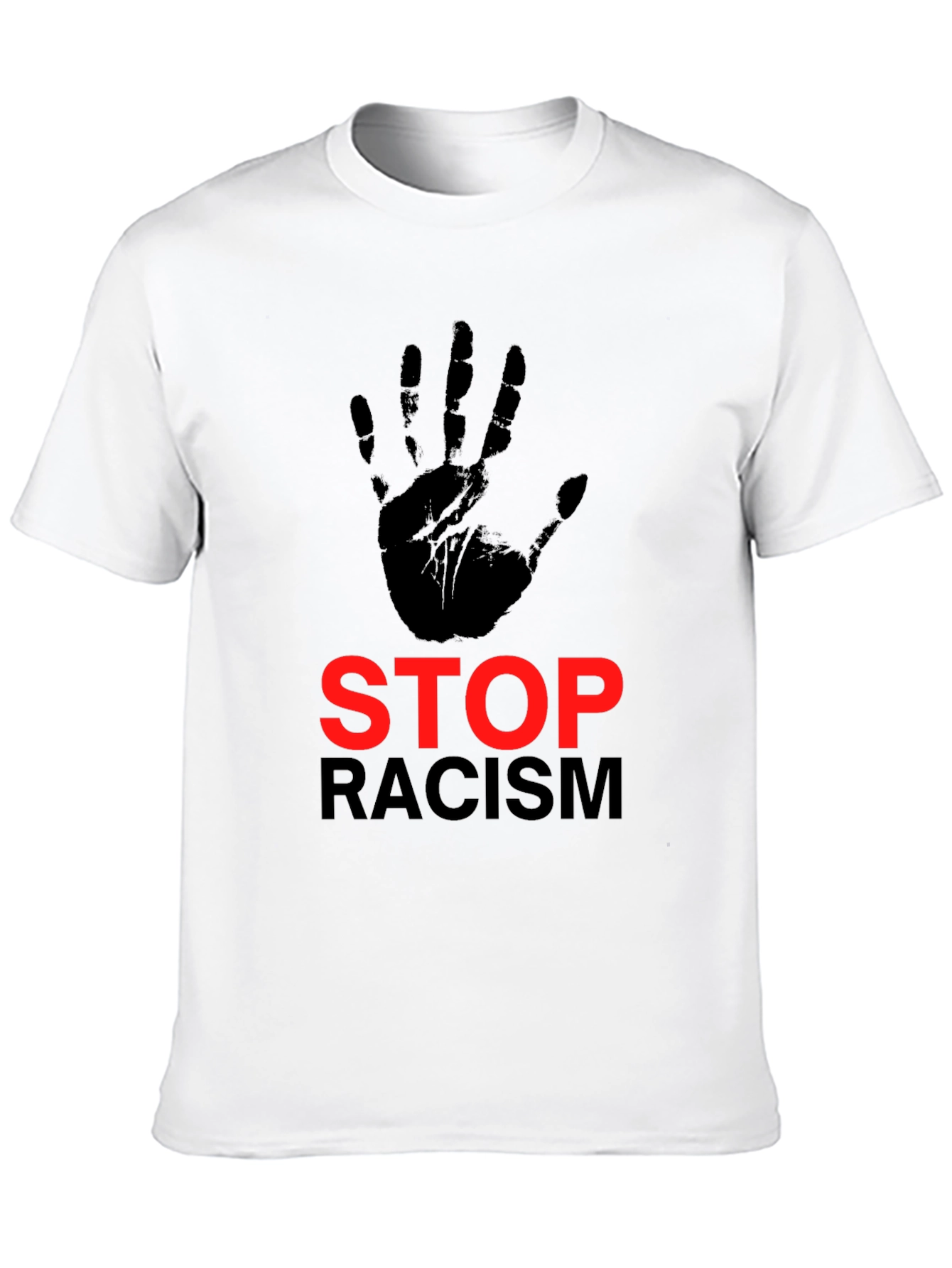 Stop Racism Graphic Print Crew Neck T-Shirt