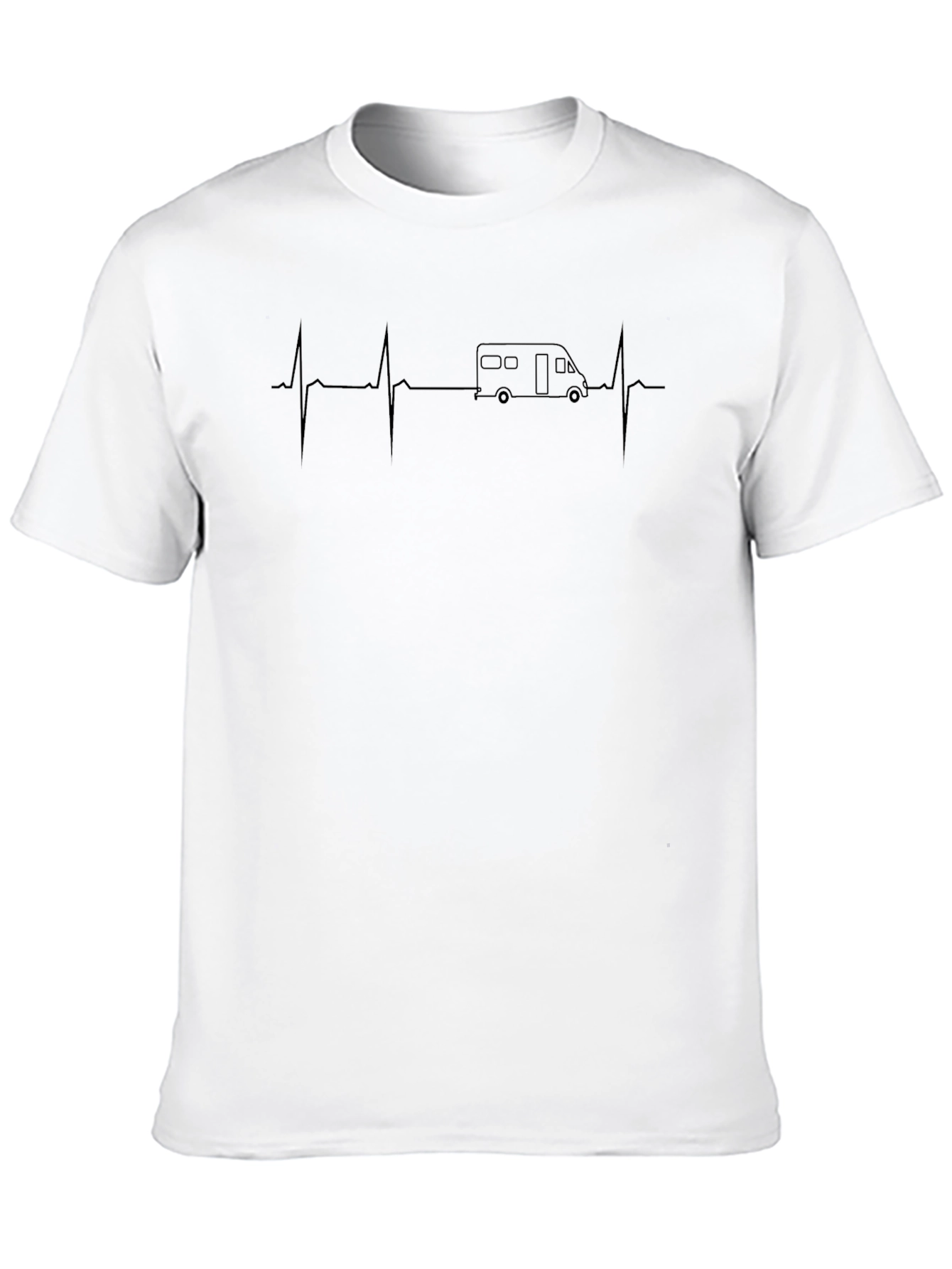 Campervan Heartbeat T-Shirt - Black Graphic Tee