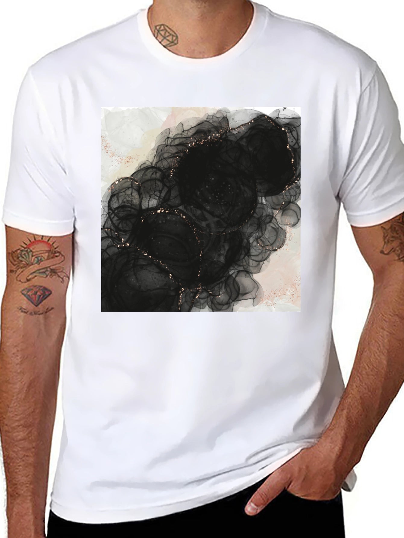 Abstract Black Floral T-Shirt