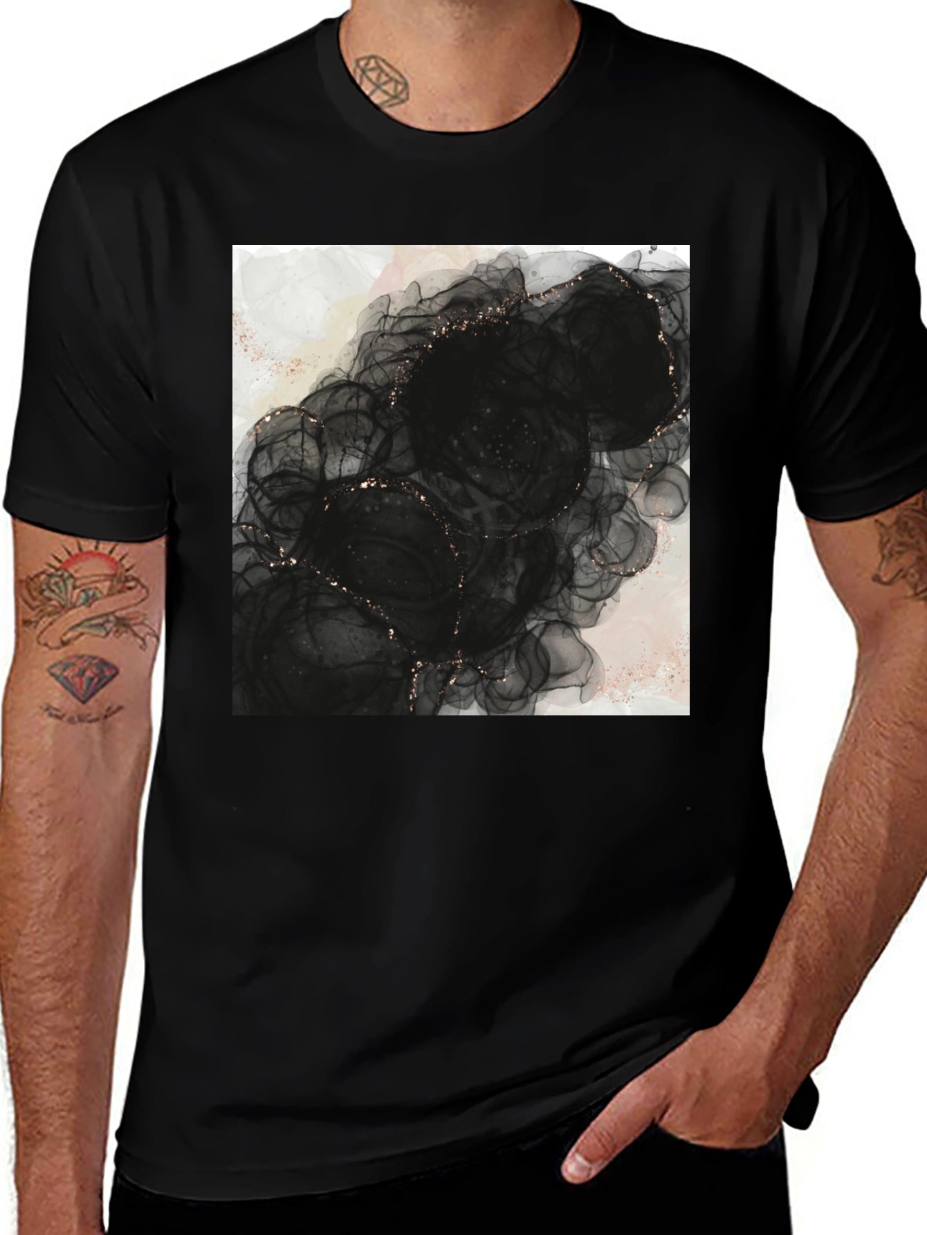 Abstract Black Floral T-Shirt
