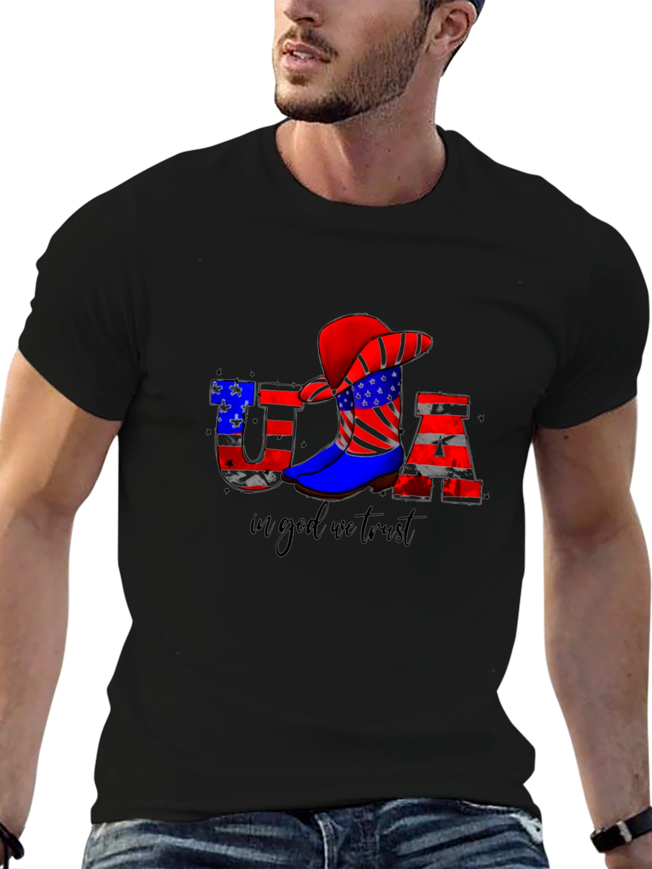USA Patriotic Cowboy Boot T-Shirt