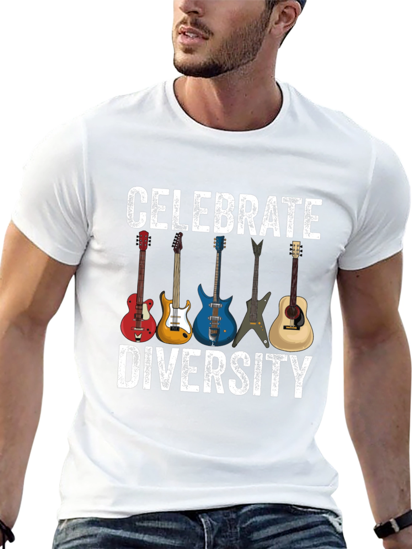 Celebrate Diversity Guitar T-Shirt - Music Lover Tee
