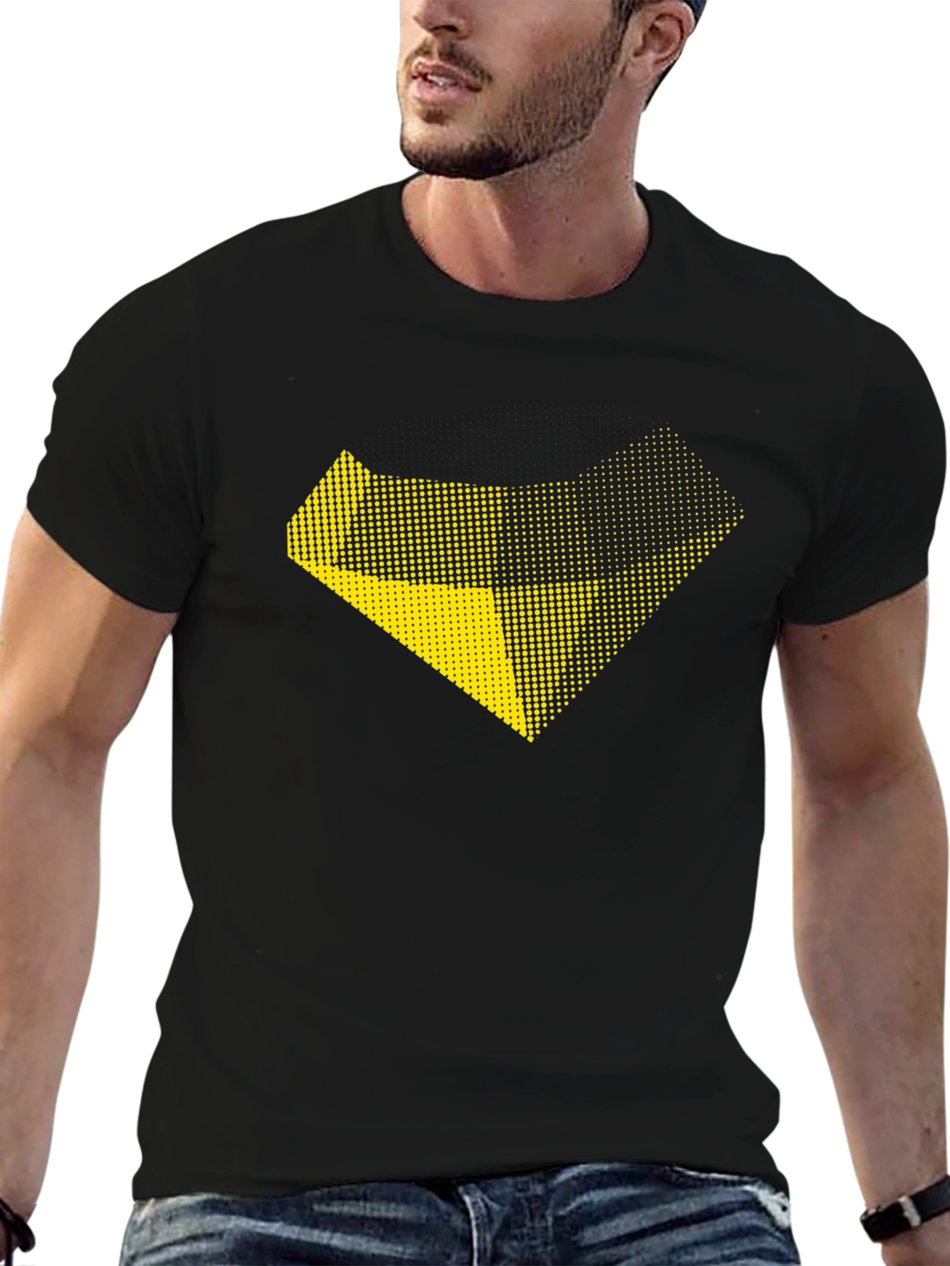 Modern Graphic Print Black T-Shirt