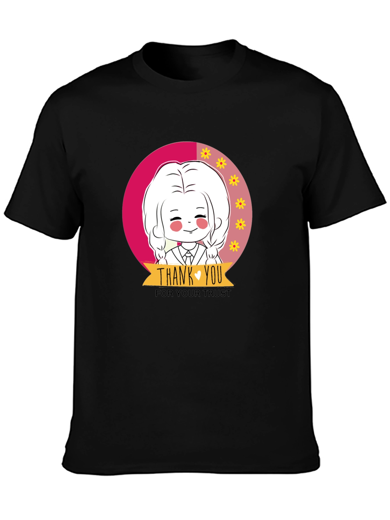 Cute Cartoon Graphic Print Black T-Shirt