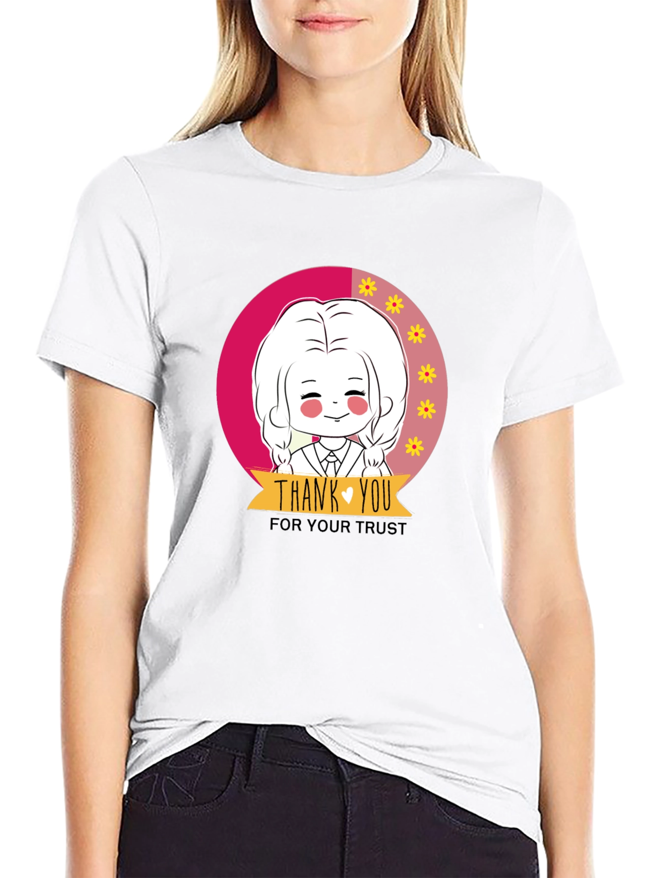 Cute Cartoon Graphic Print Black T-Shirt