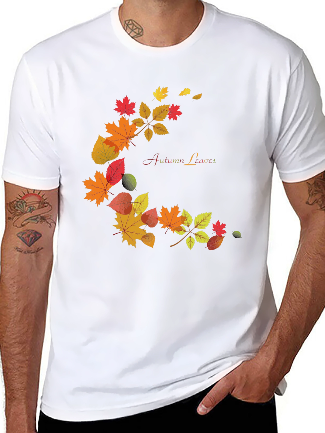 Autumn Leaves Graphic Black T-Shirt