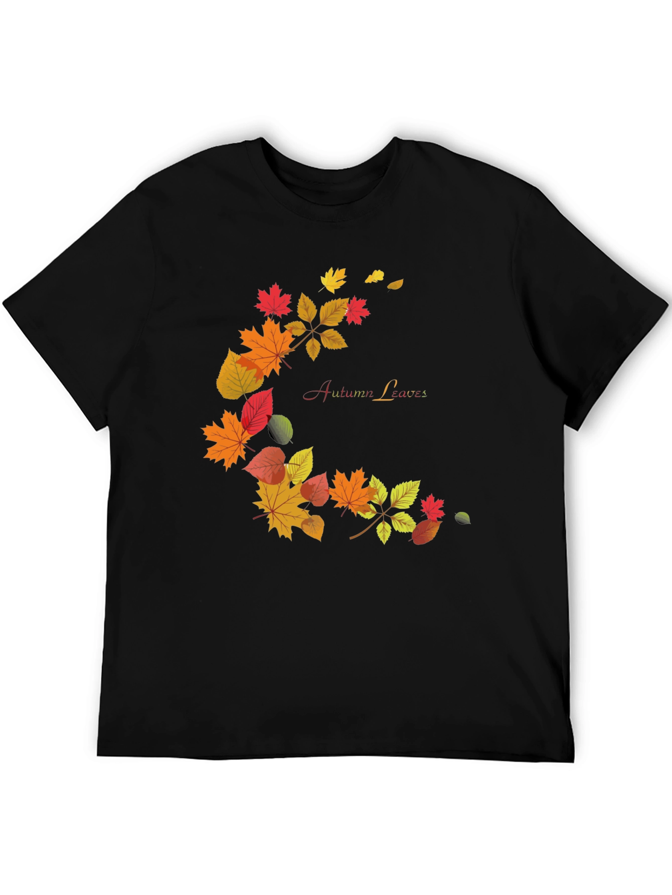 Autumn Leaves Graphic Black T-Shirt