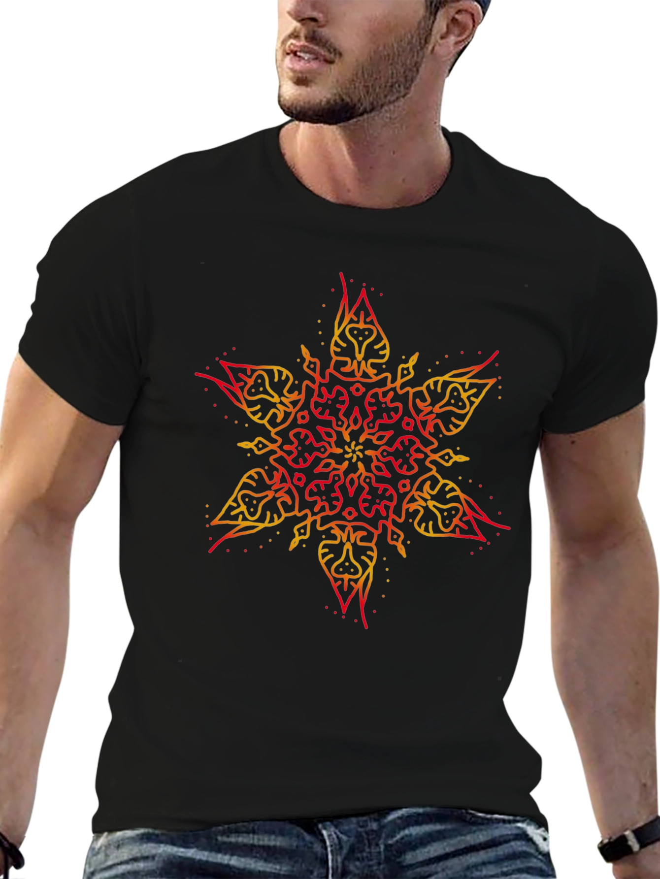 Tribal Star Graphic Black T-Shirt