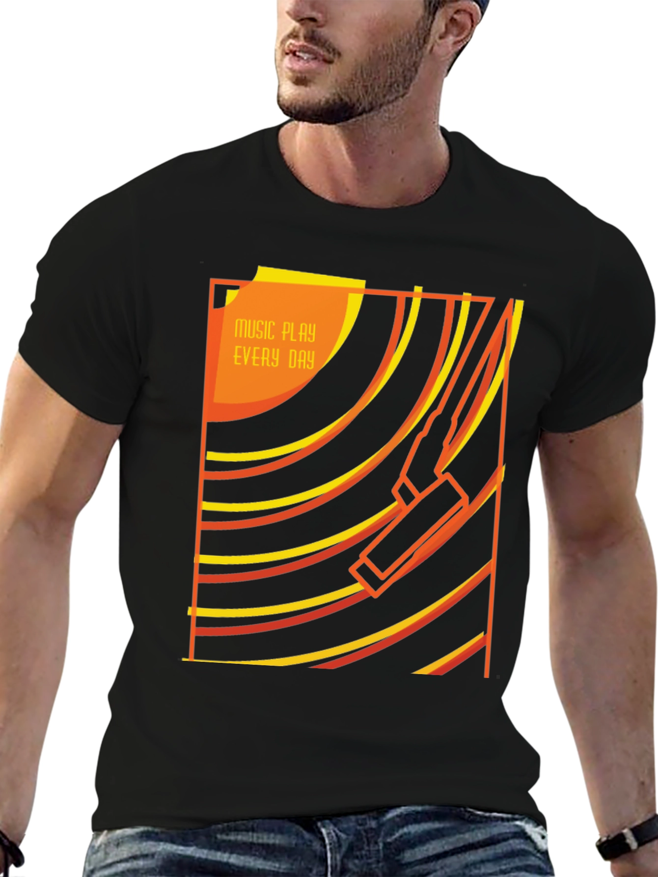 Retro Music Player Black T-Shirt