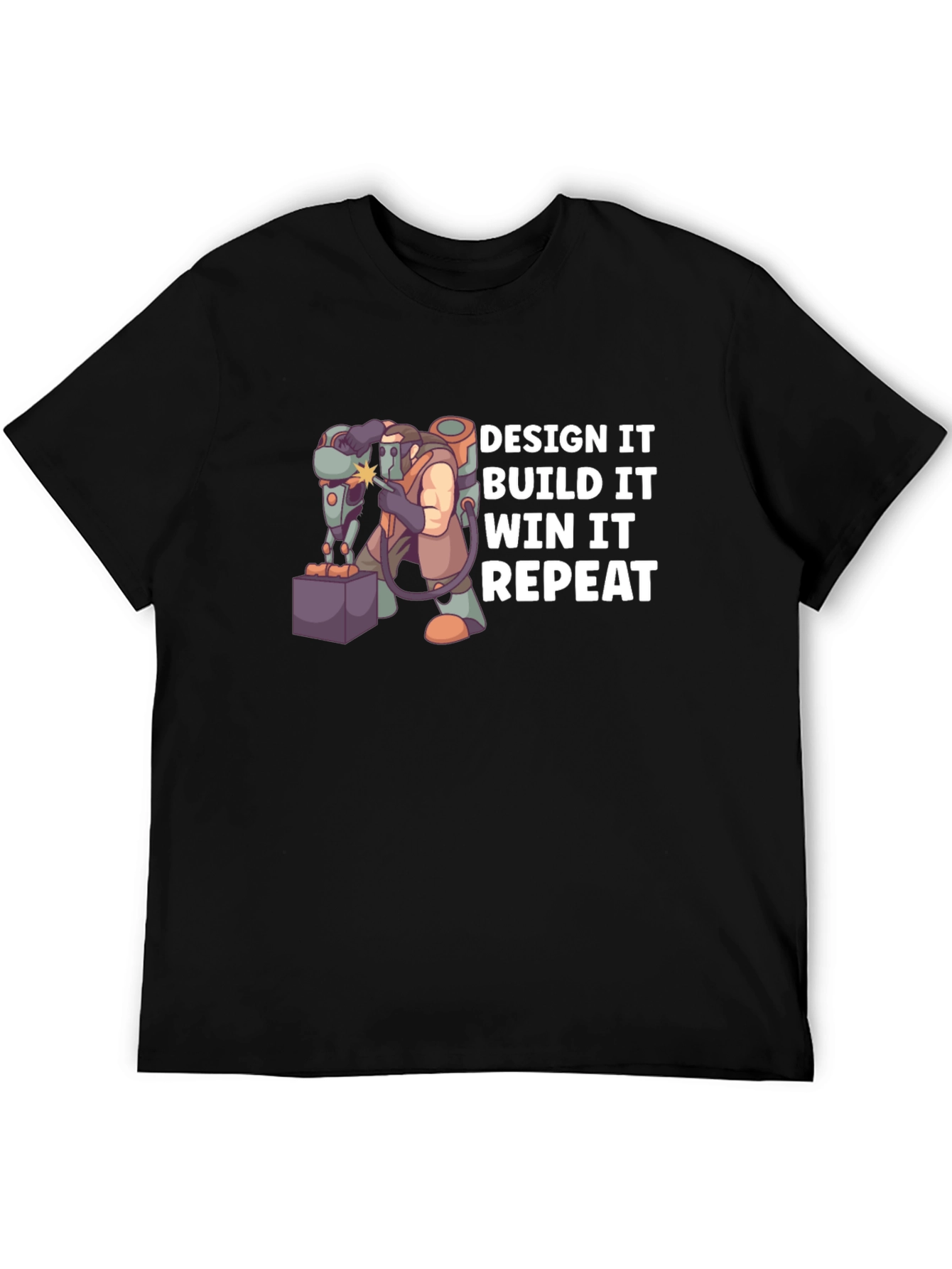 Design Build Win Repeat Black T-Shirt