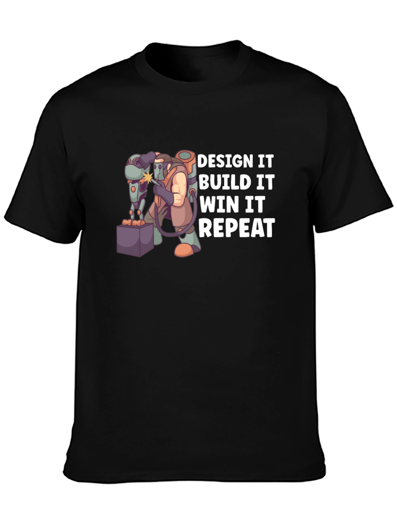 Design Build Win Repeat Black T-Shirt