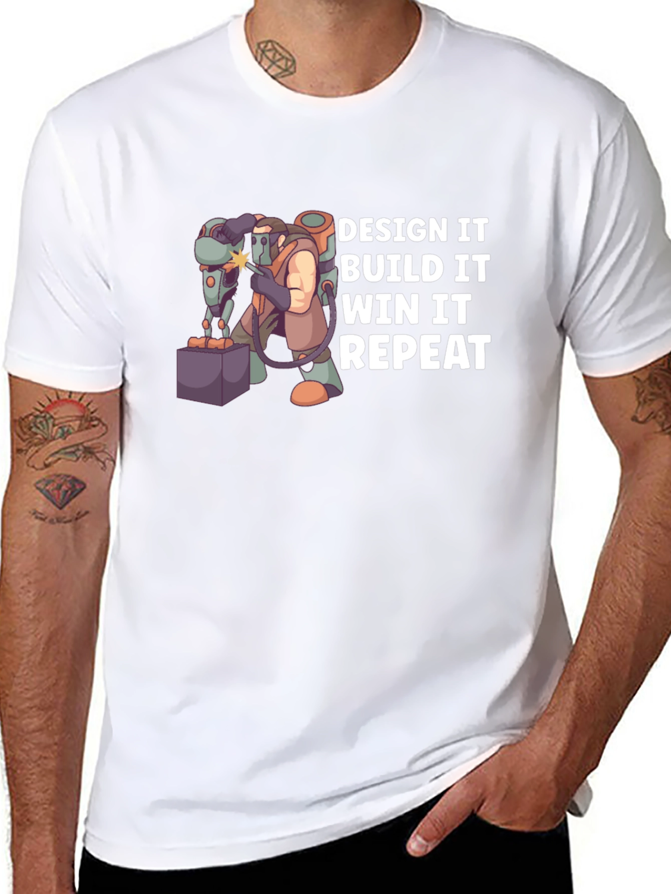 Design Build Win Repeat Black T-Shirt