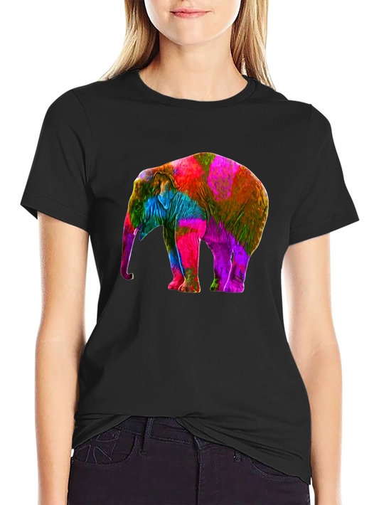 Colorful Elephant Graphic Tee - Mens Black T-Shirt