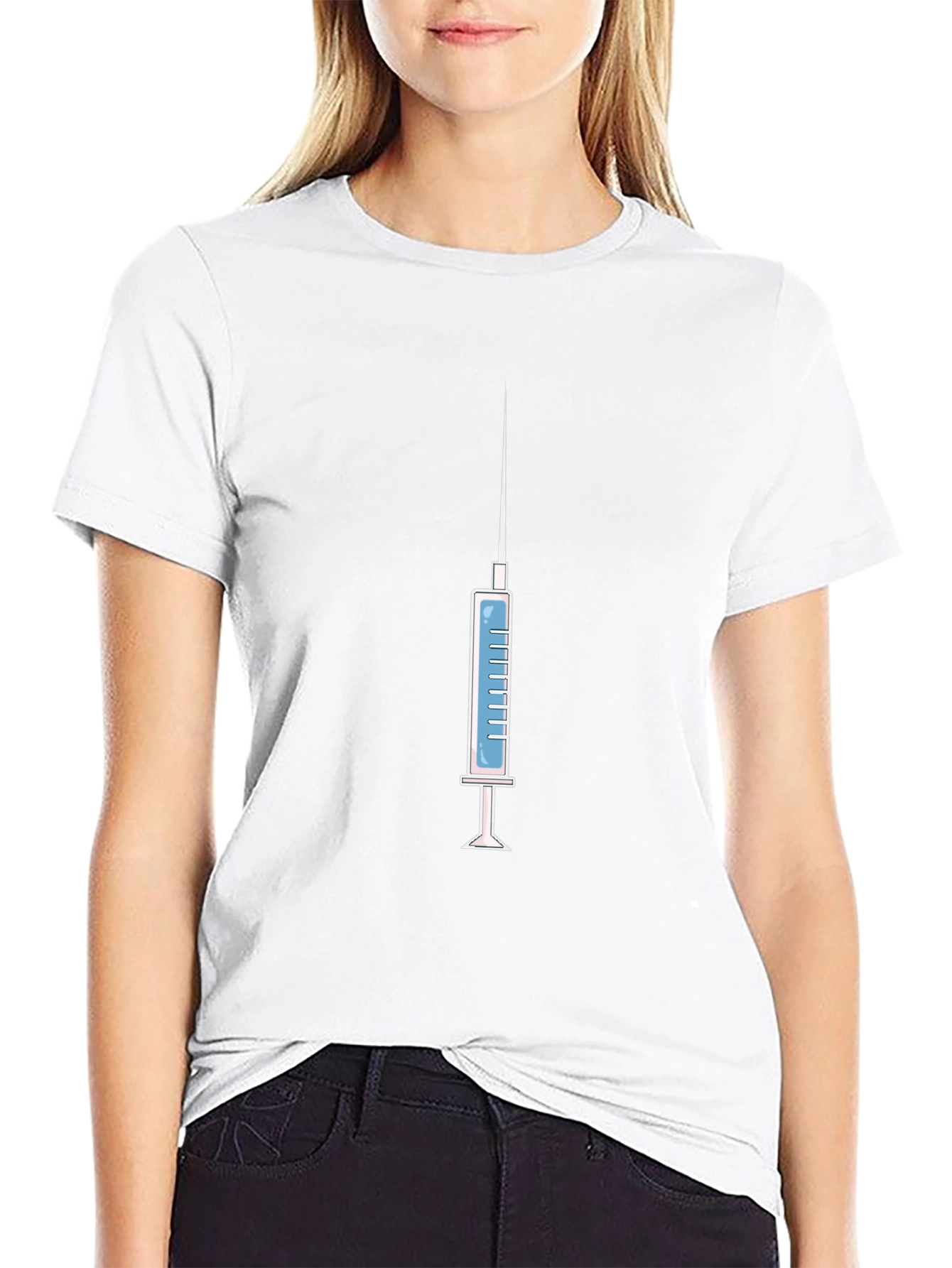 Syringe Graphic Tee - Novelty Design Black Cotton Shirt