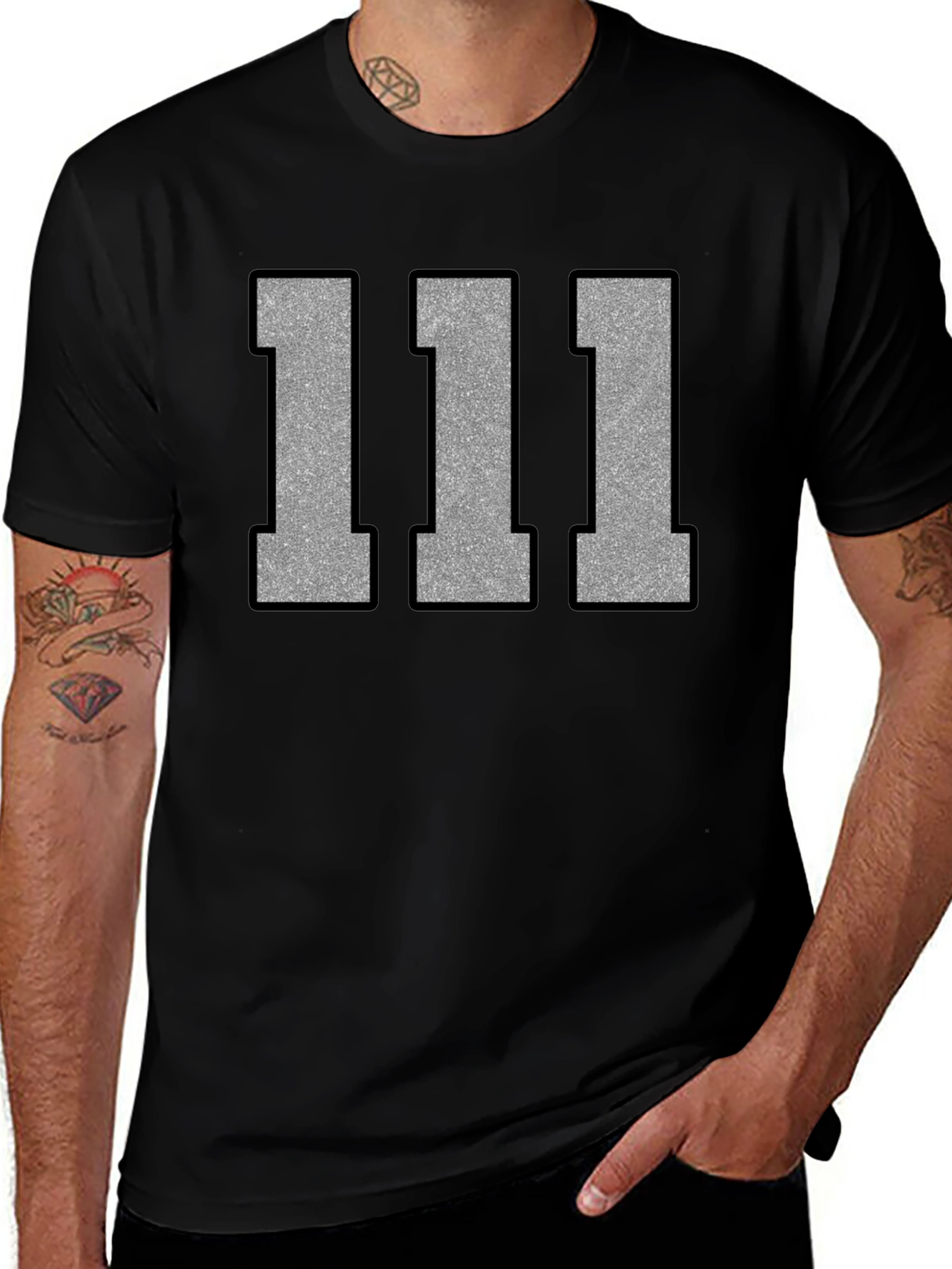 111 Graphic Tee - Black Cotton Casual T-Shirt