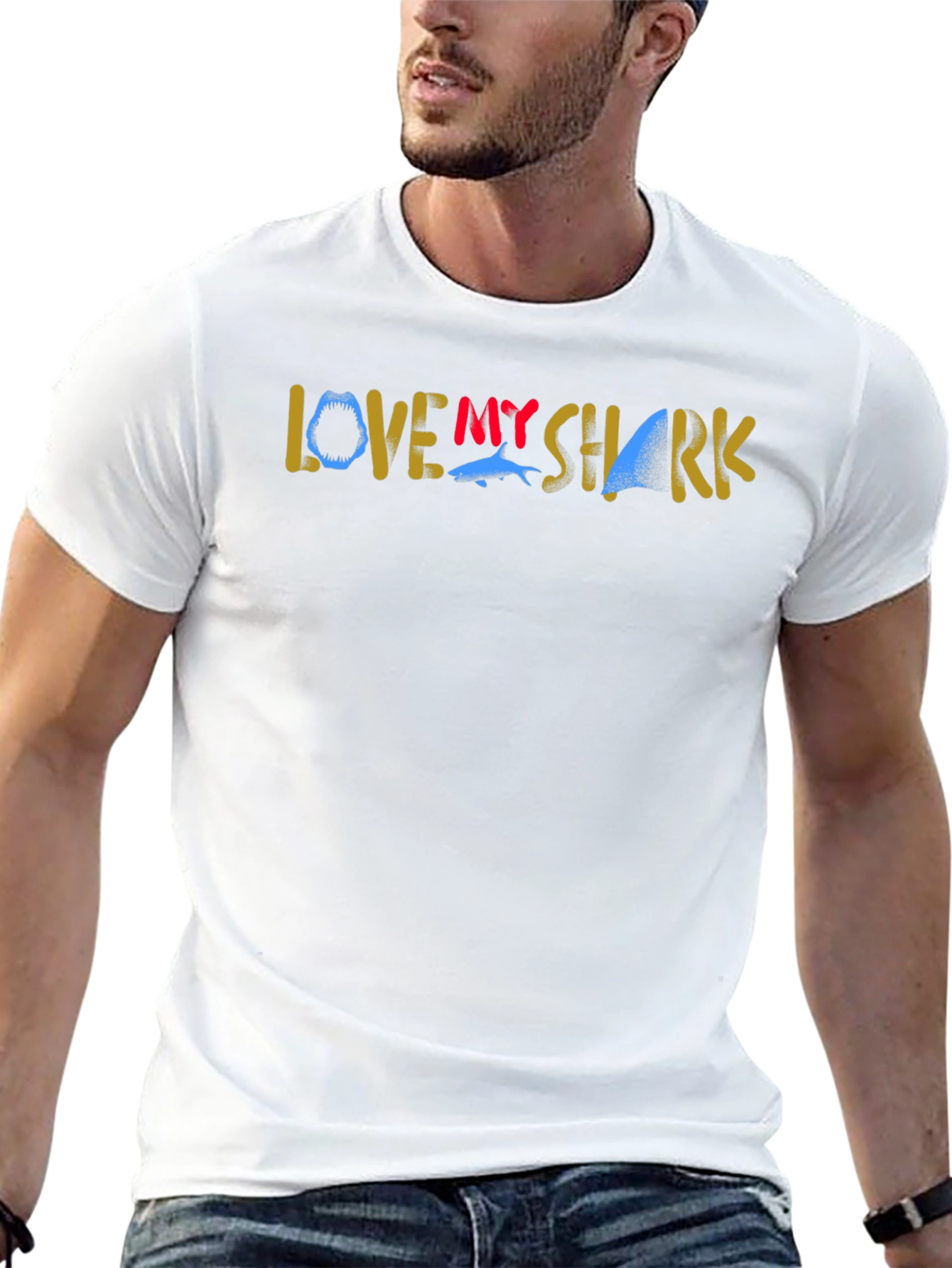 Love My Shark Graphic T-Shirt - Black