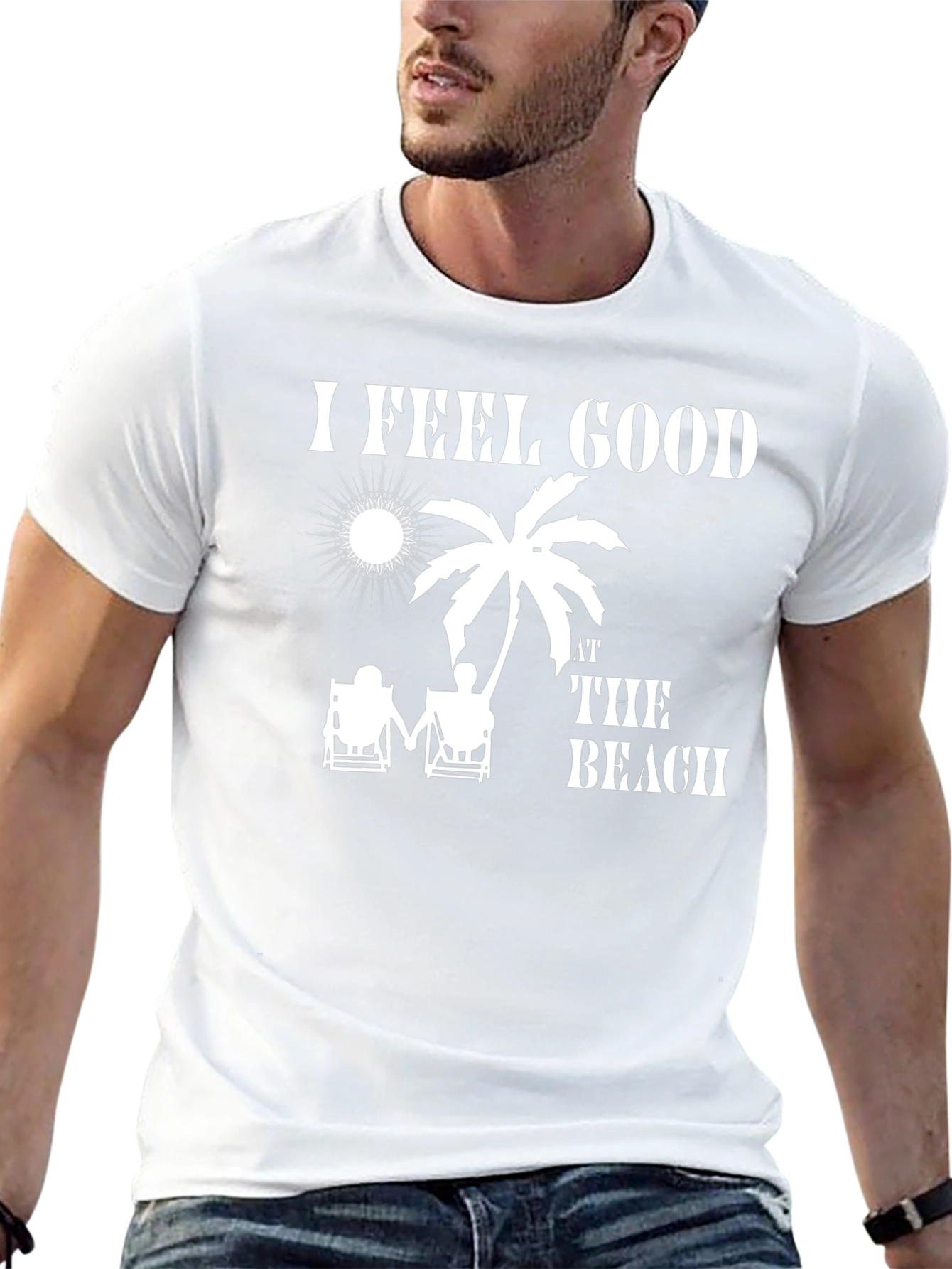 I Feel Good at The Beach Black T-Shirt