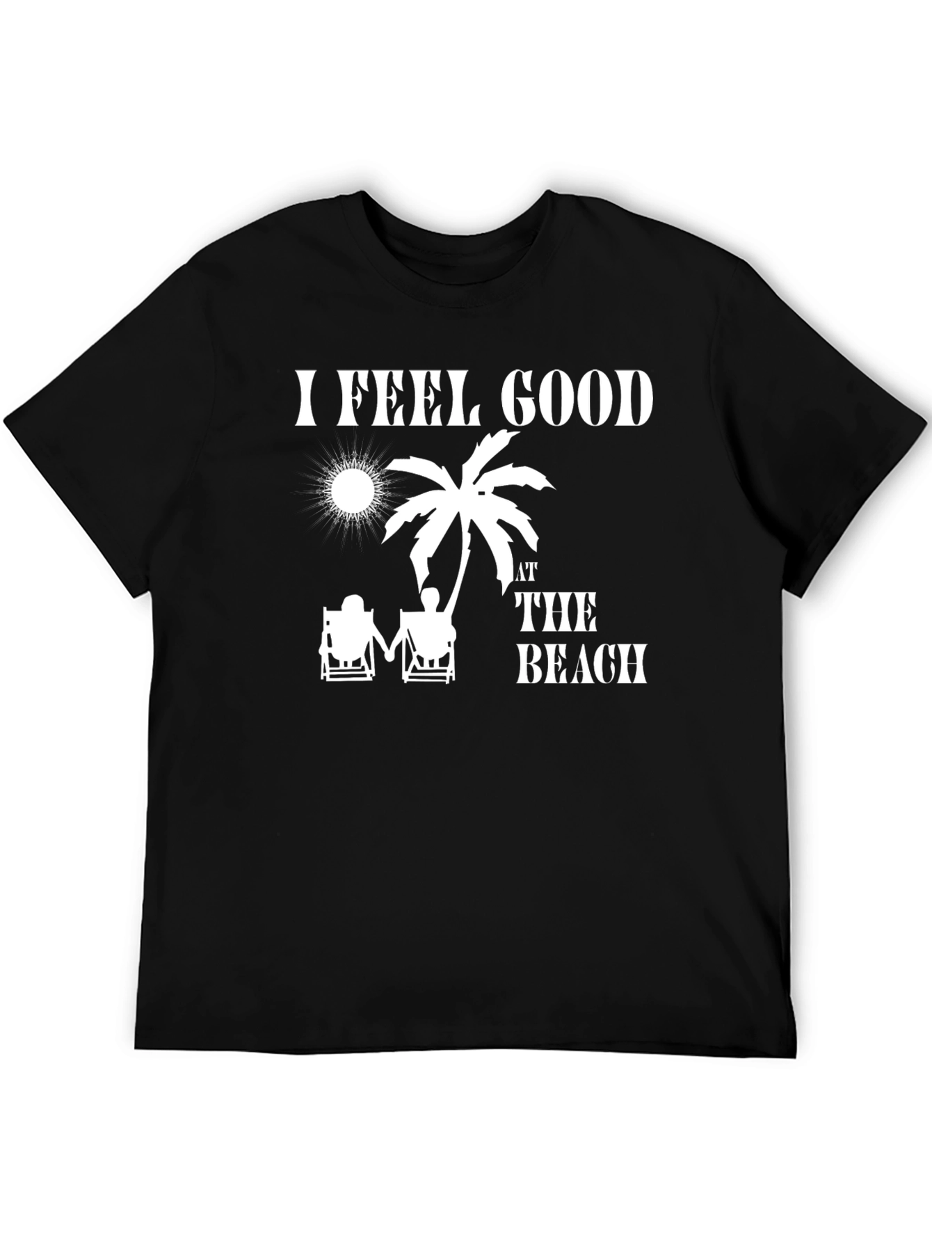 I Feel Good at The Beach Black T-Shirt