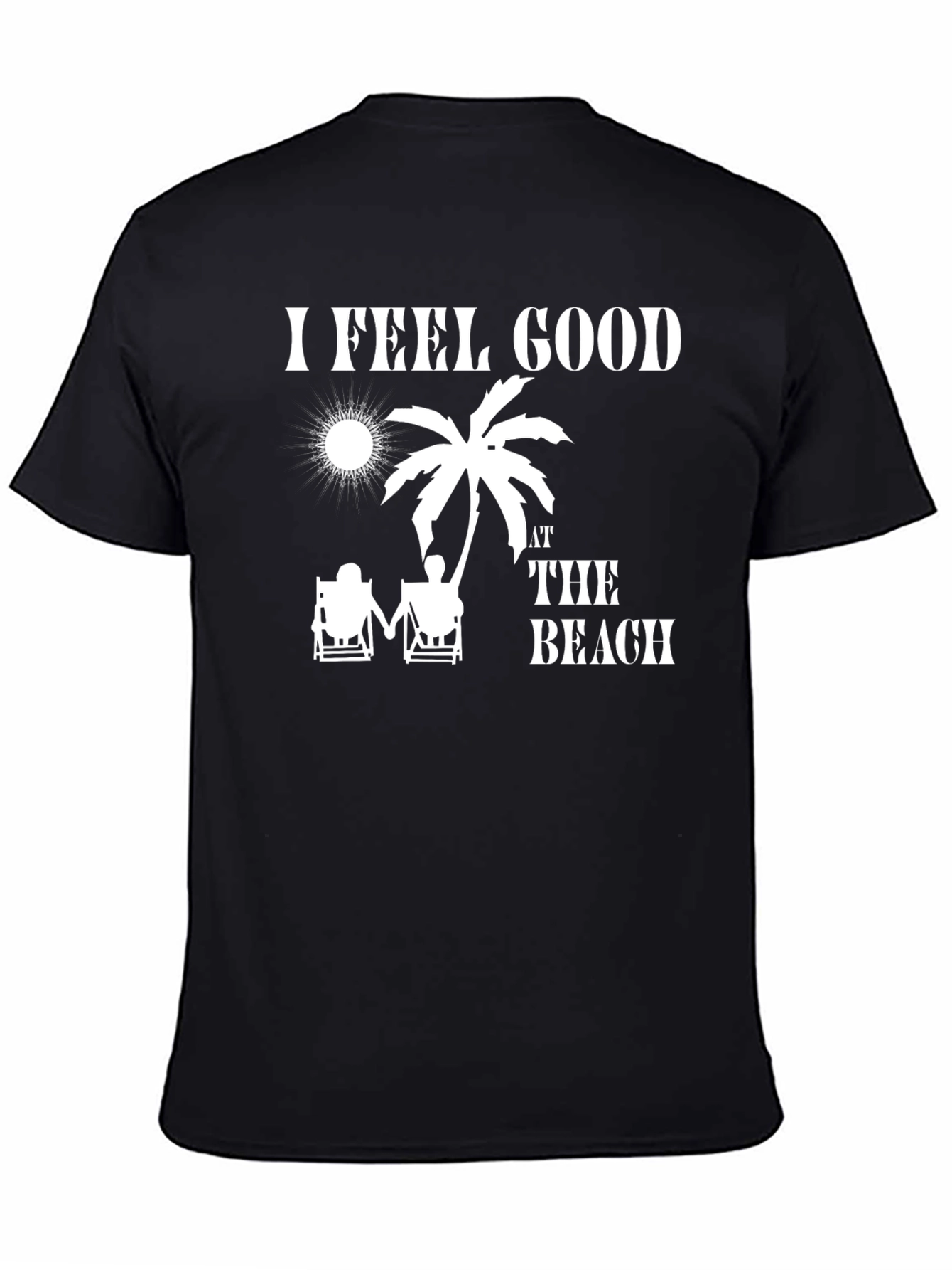 I Feel Good at The Beach Black T-Shirt
