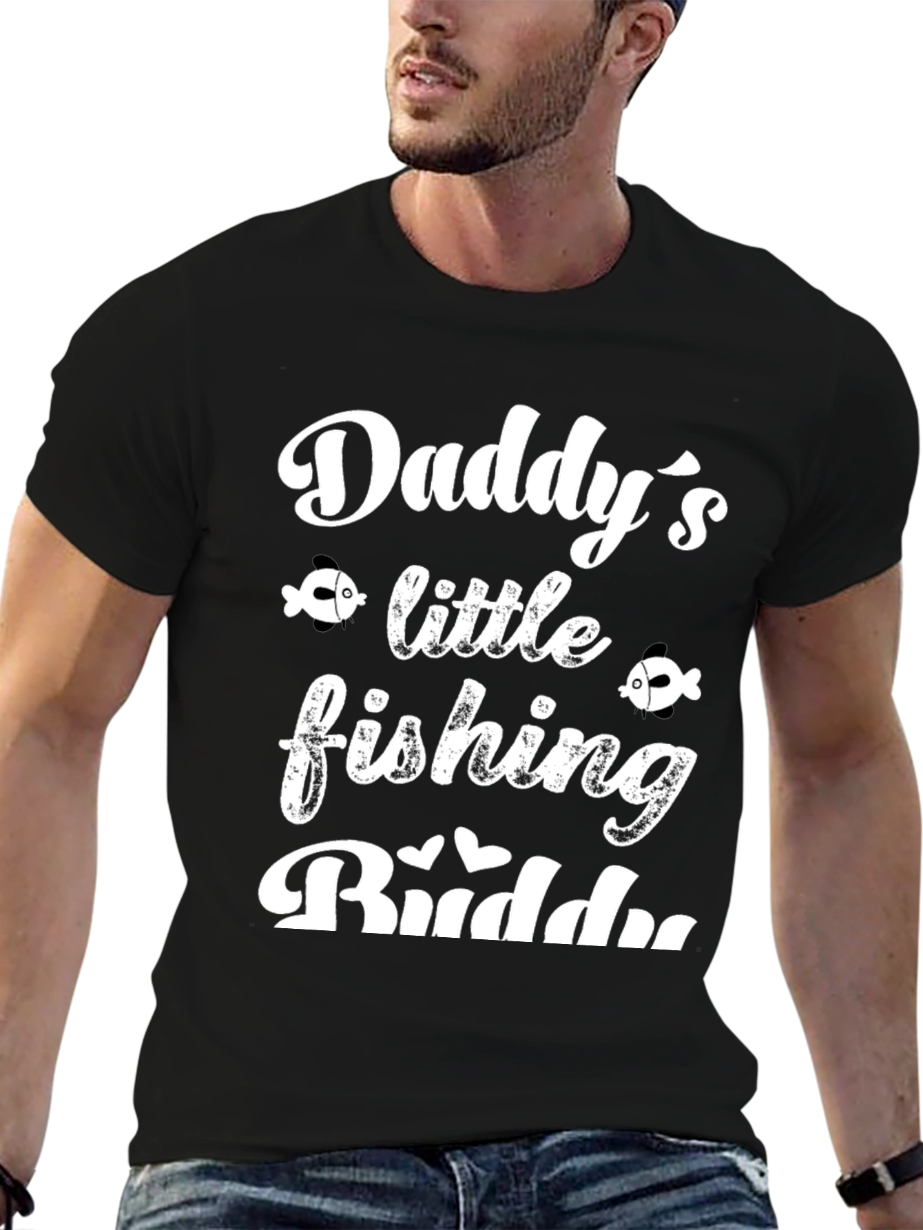 Daddys Little Fishing Buddy Black Graphic Tee