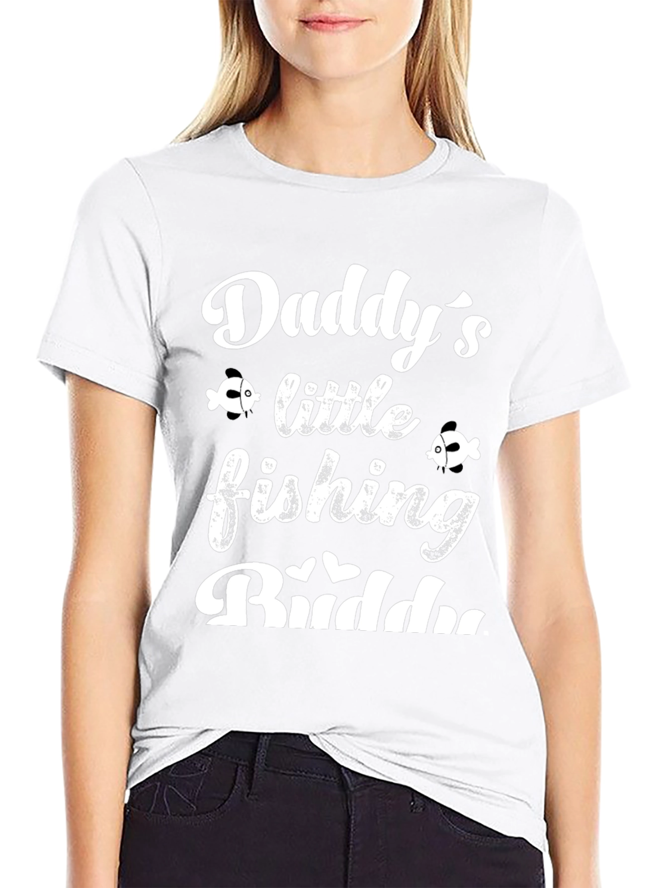 Daddys Little Fishing Buddy Black Graphic Tee