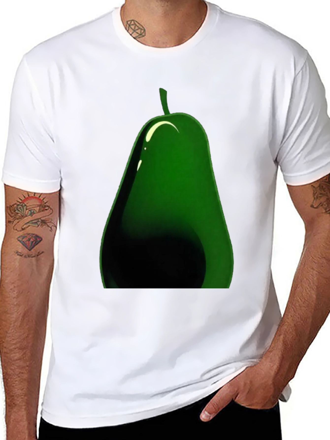 Avocado Graphic Black T-Shirt - Casual Fruit Tee