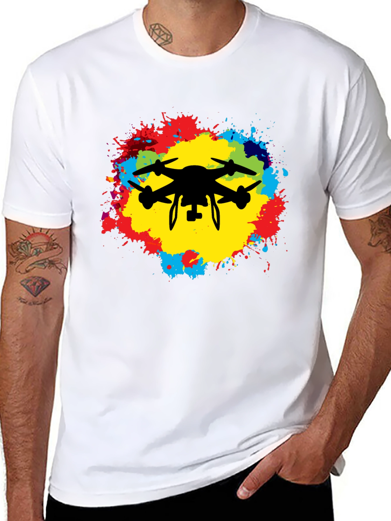 Drone Silhouette Splash T-Shirt
