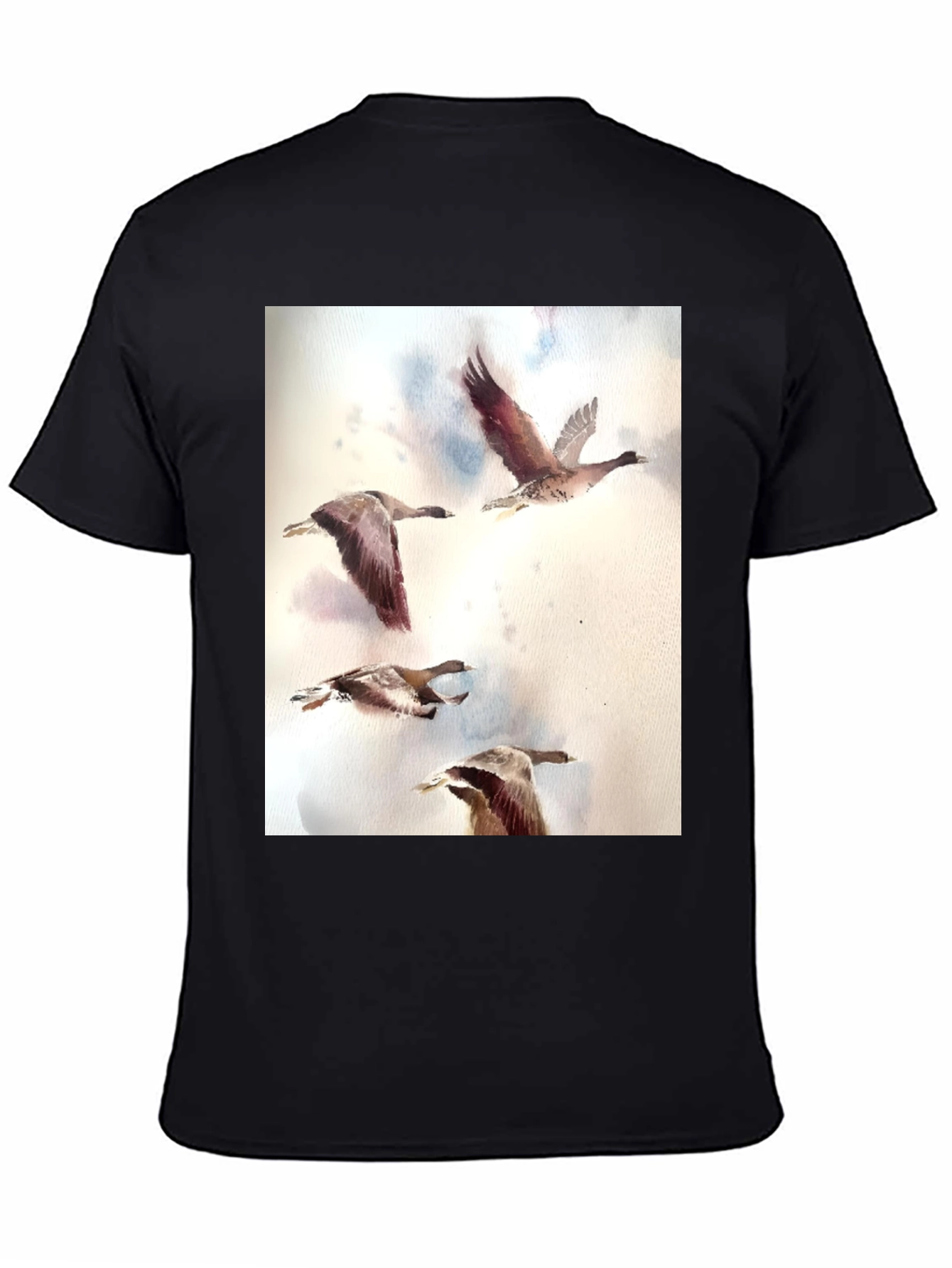 Watercolor Ducks Black T-Shirt