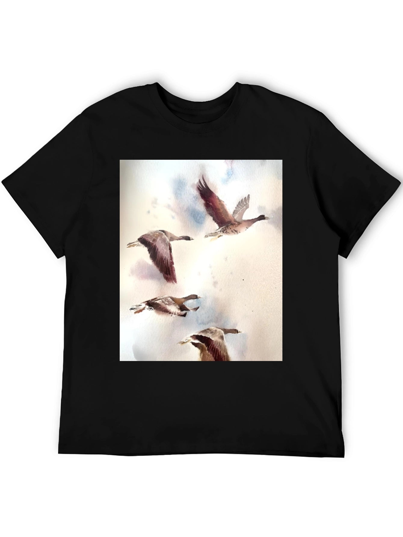 Watercolor Ducks Black T-Shirt