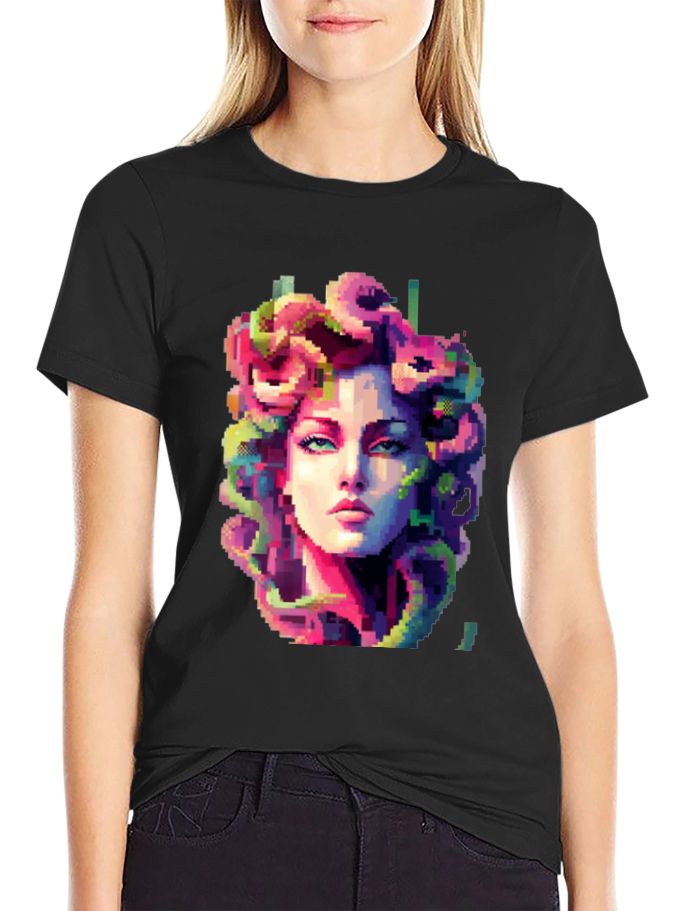 Medusa Pixel Art Graphic Tee
