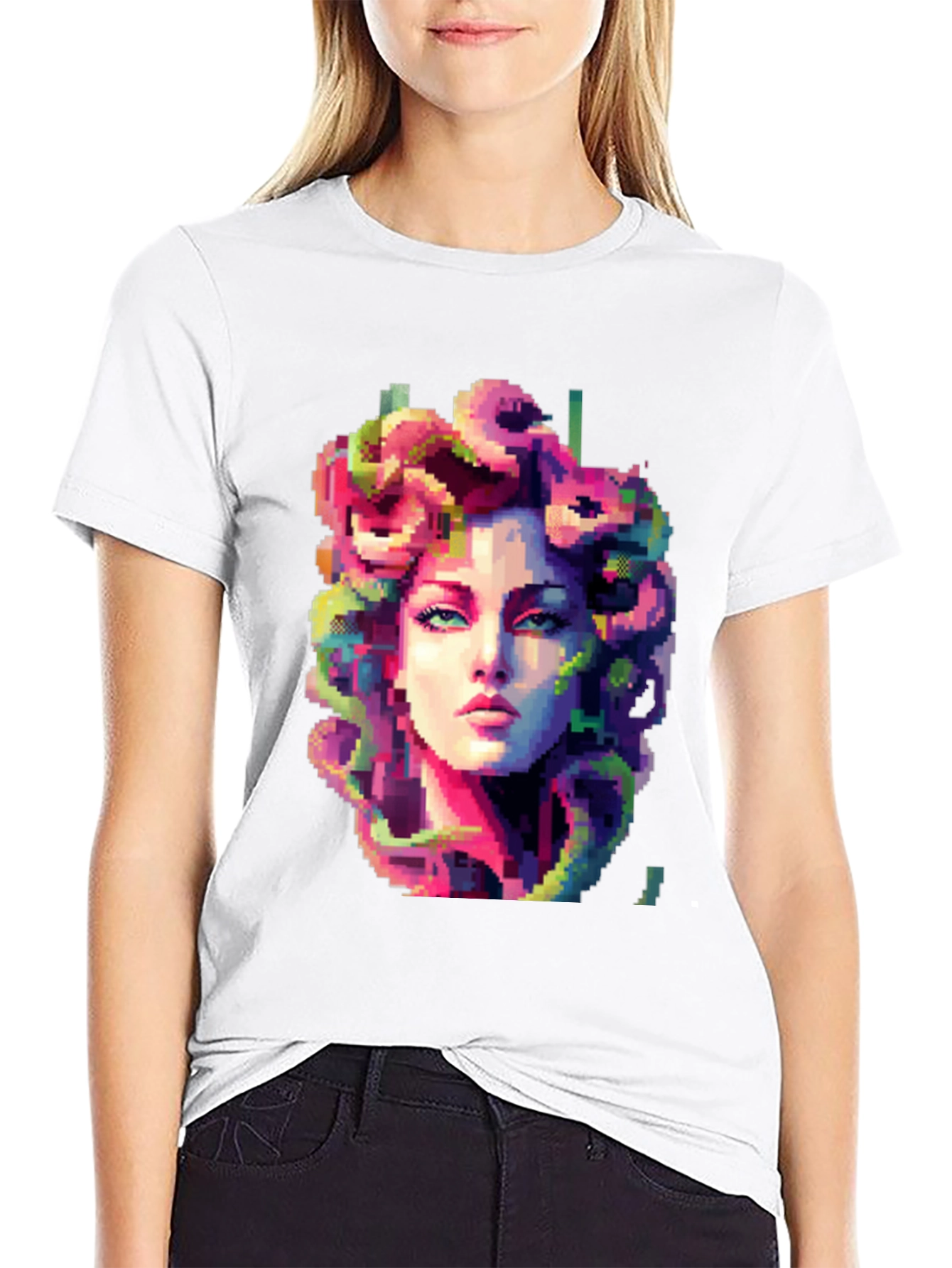 Medusa Pixel Art Graphic Tee