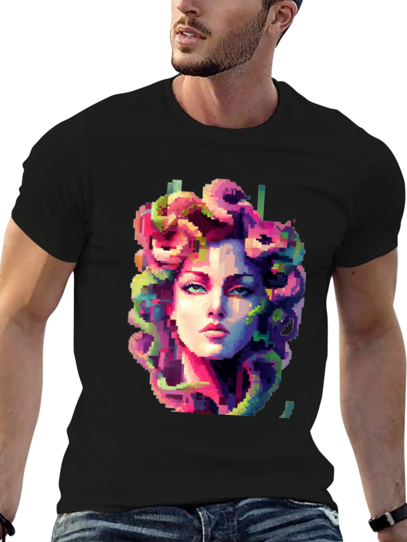 Medusa Pixel Art Graphic Tee