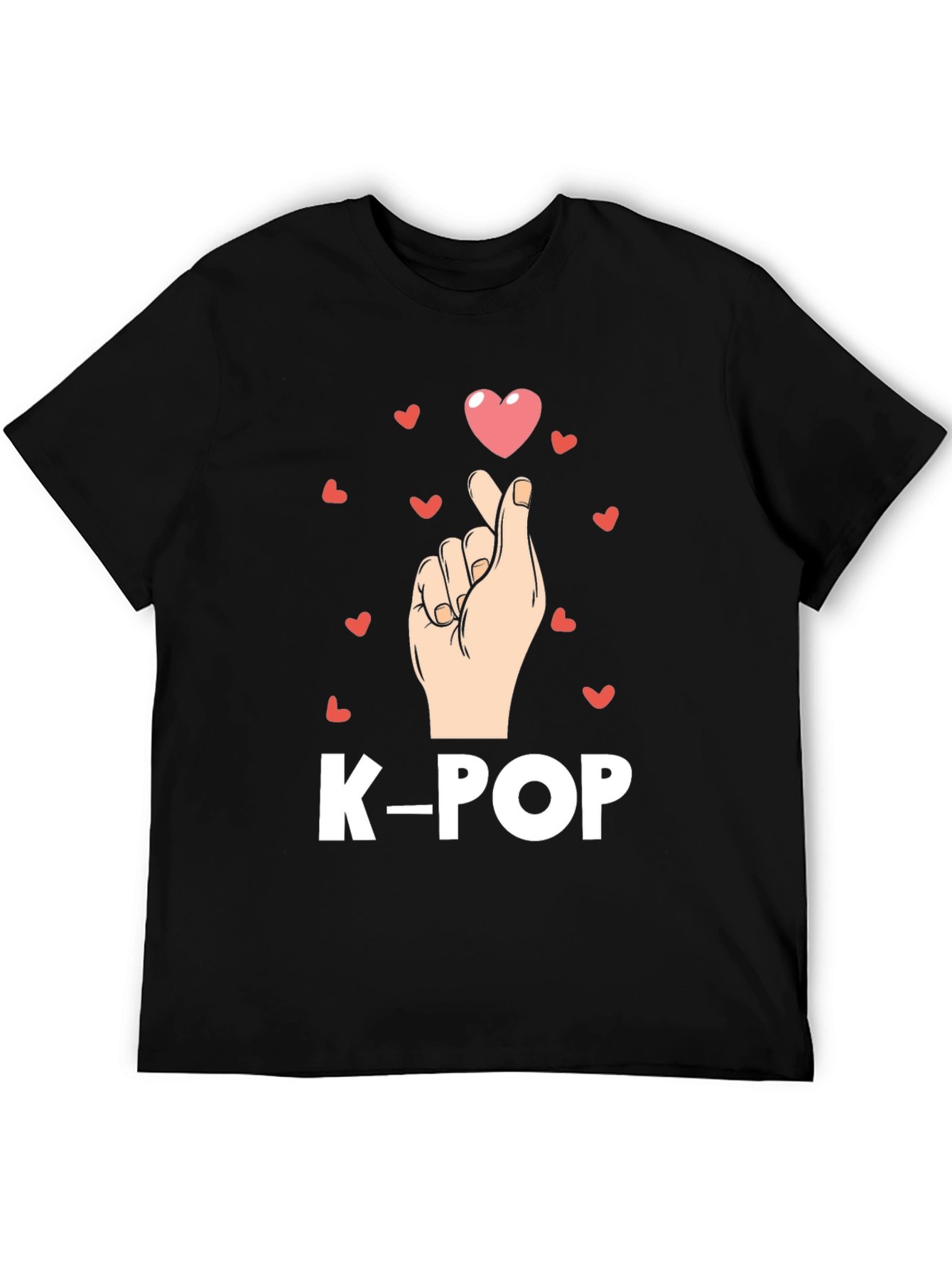 K-Pop Heart Finger Gesture Graphic Tee - Trendy Shirt