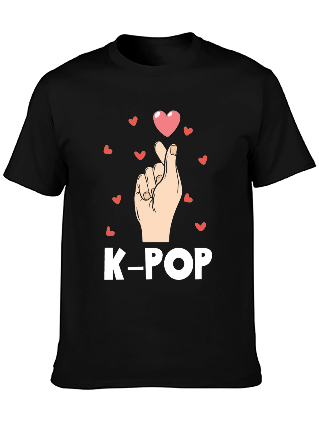 K-Pop Heart Finger Gesture Graphic Tee - Trendy Shirt