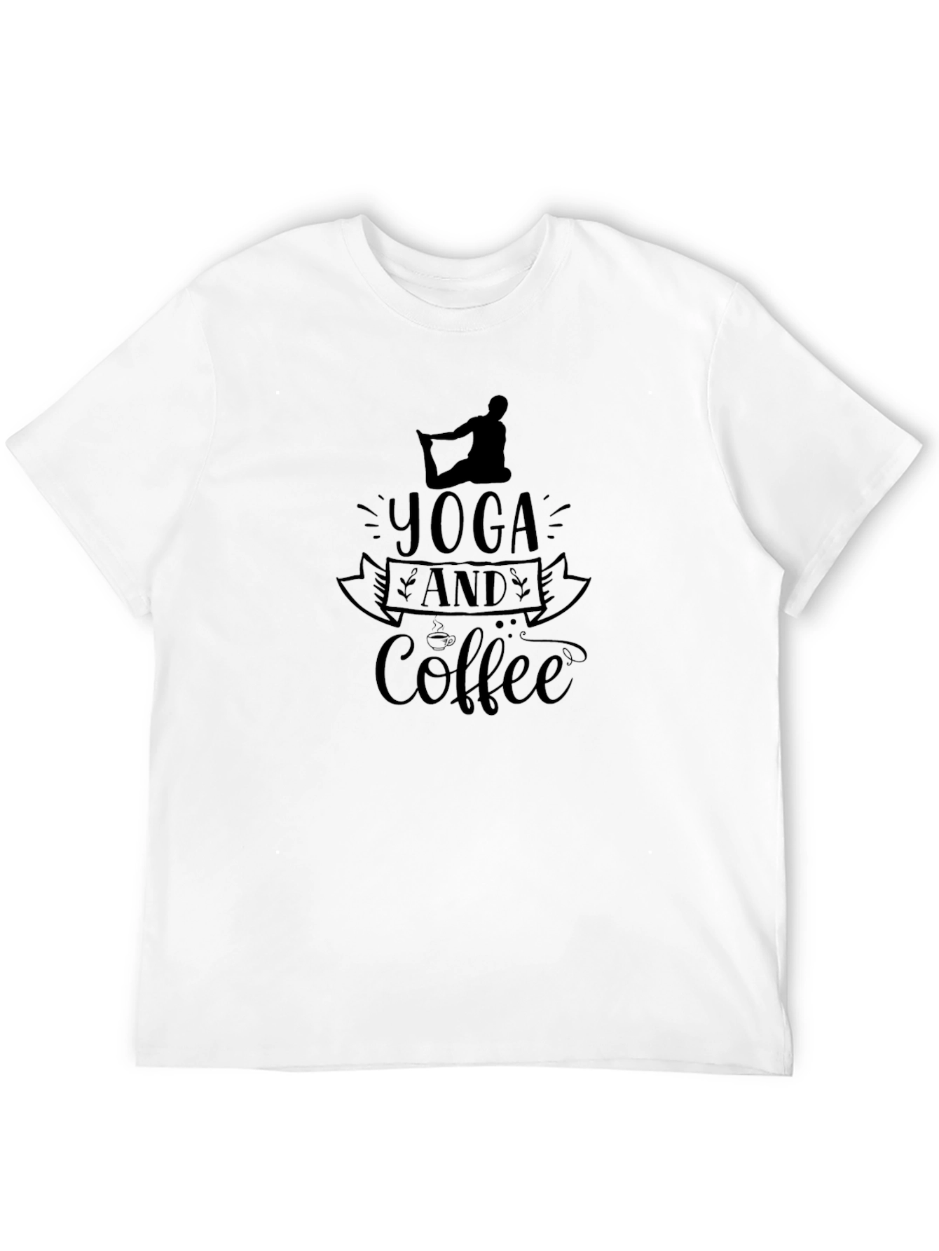 Yoga and Coffee Graphic Tee - Black Cotton Blend