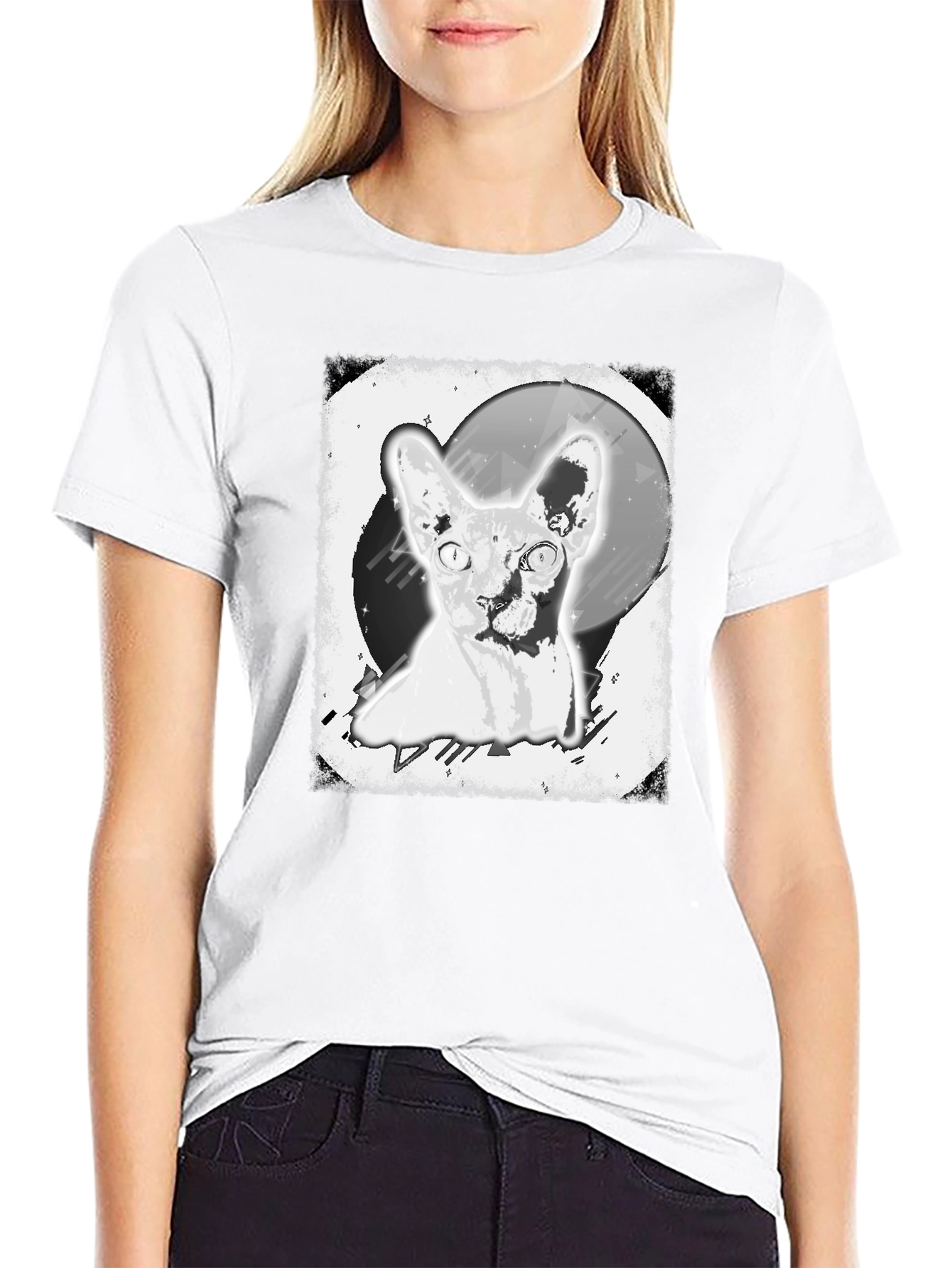 Sphynx Cat Graphic Tee - Unisex Black T-Shirt
