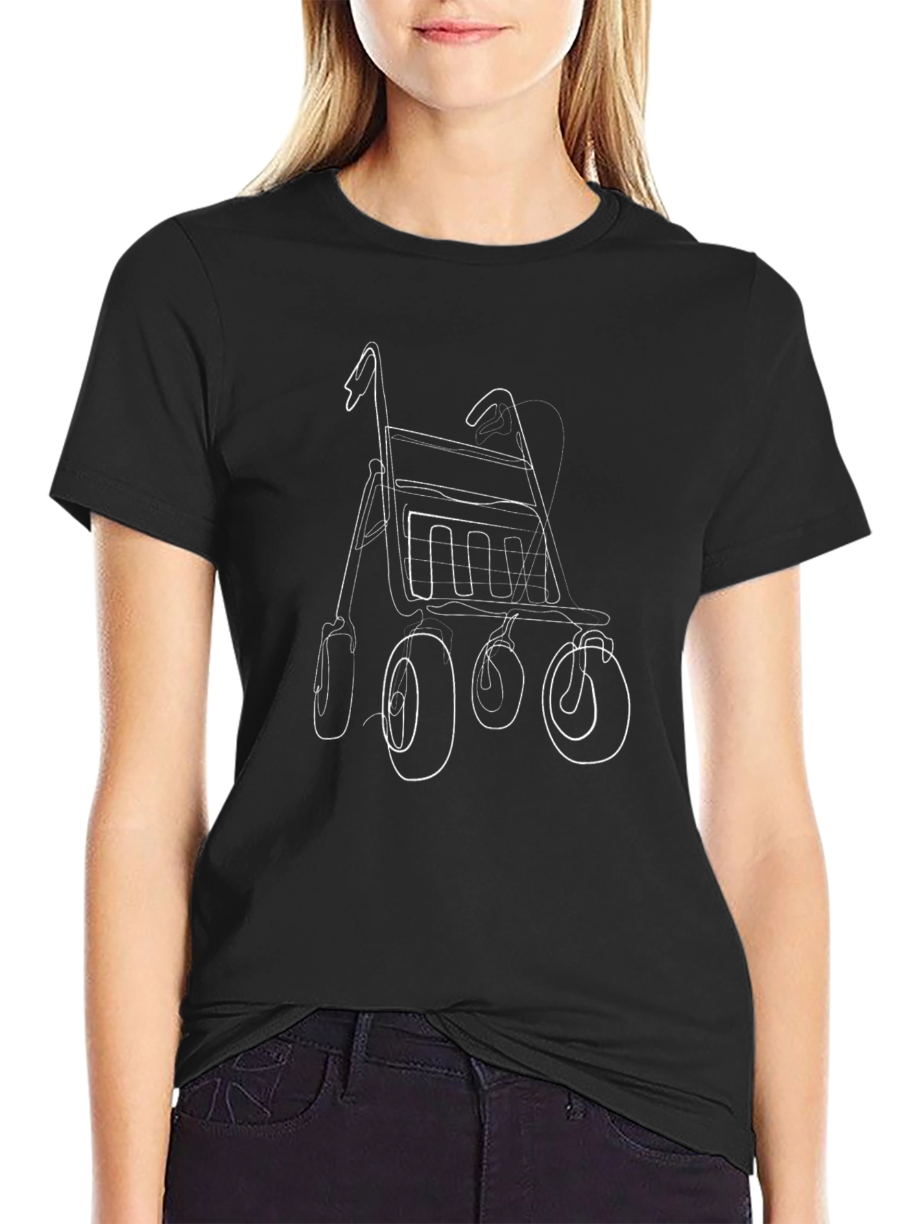 Whimsical Walker Line Art T-Shirt