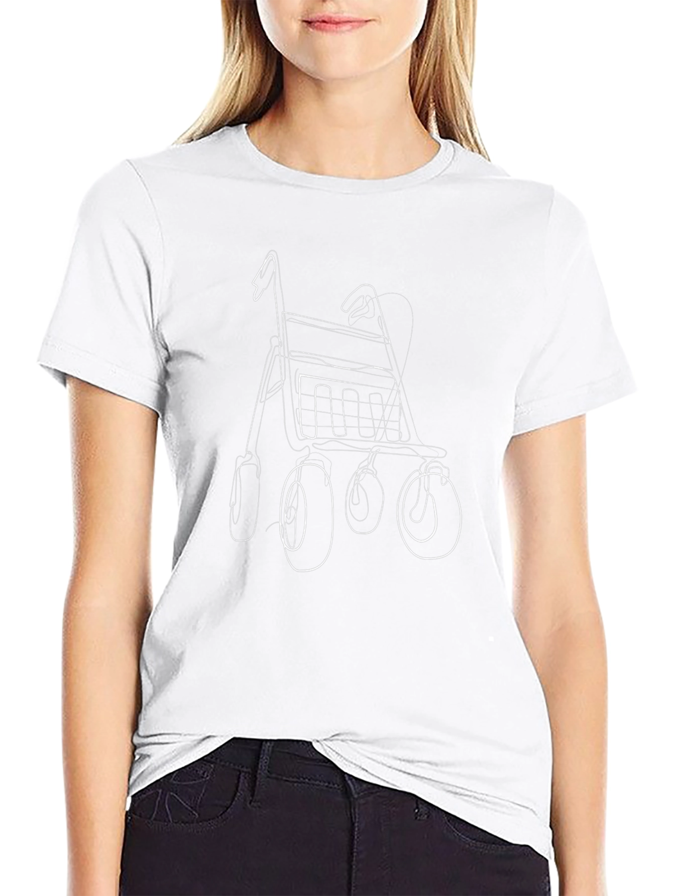 Whimsical Walker Line Art T-Shirt