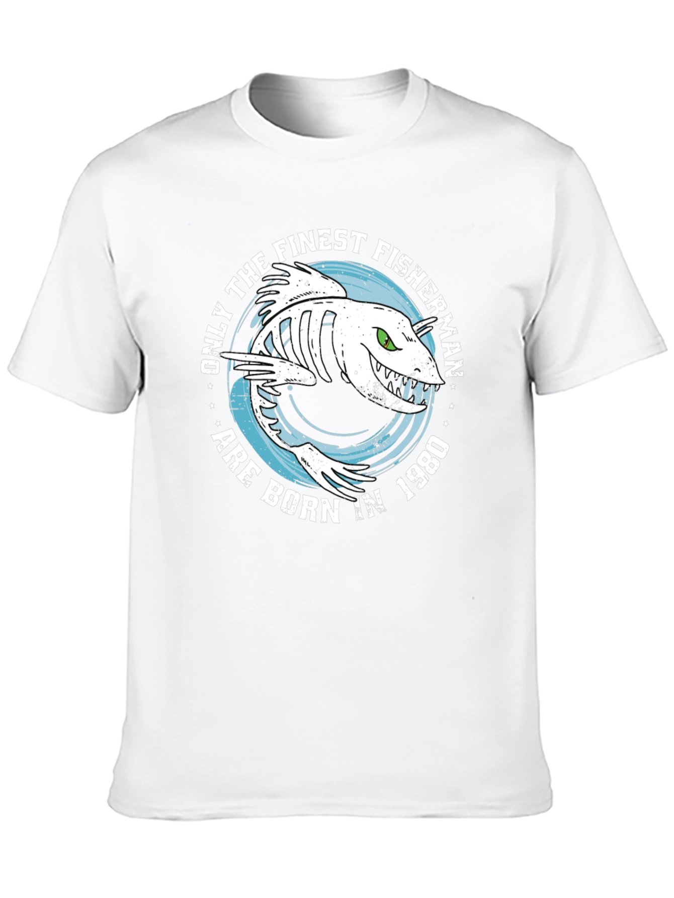 Finest Fisherman Born in 1980 Black T-Shirt